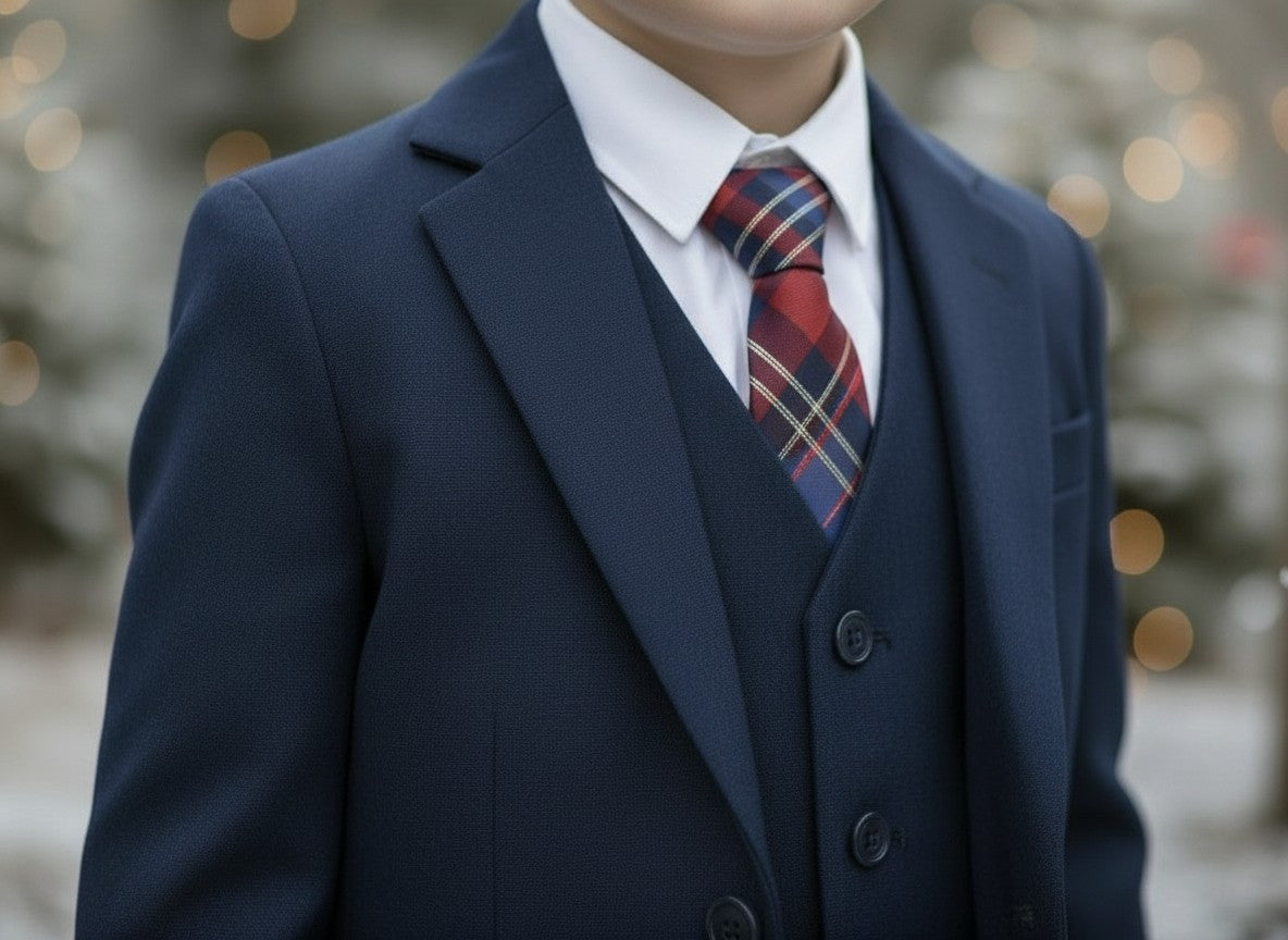 BOYS NAVY BLUE BROOKS SUIT 3PC. SET