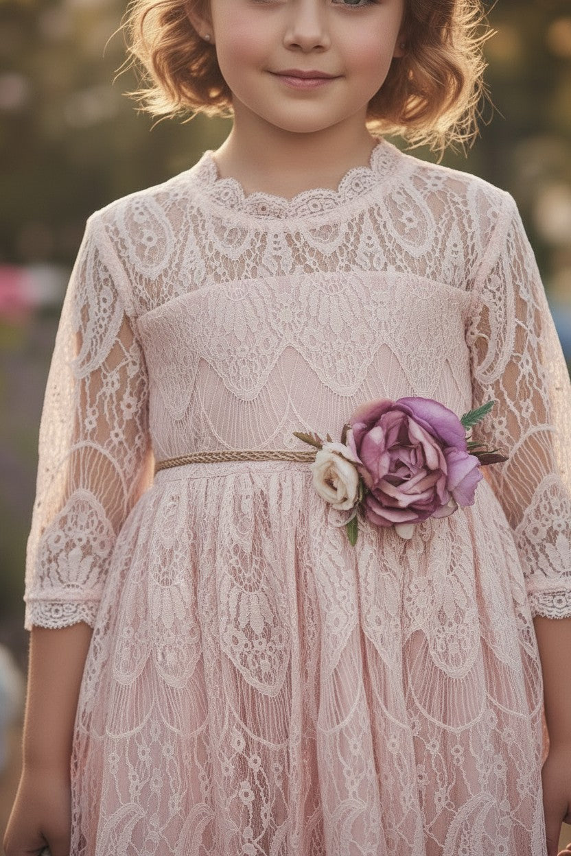 BELLA RAFAELA GOWN & BELT SET PINK