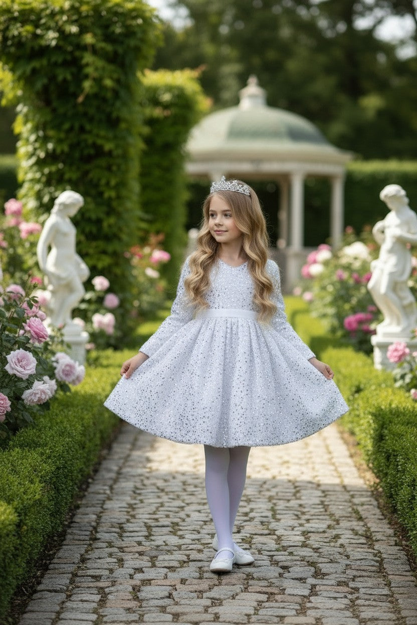 EMMA SEQUIN DRESS WHITE