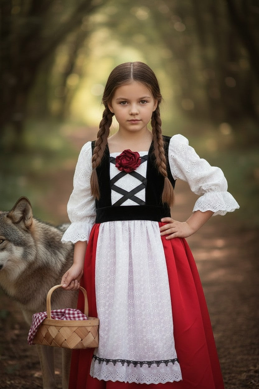 LUXE RED RIDING HOOD DRESS & CAPE SET