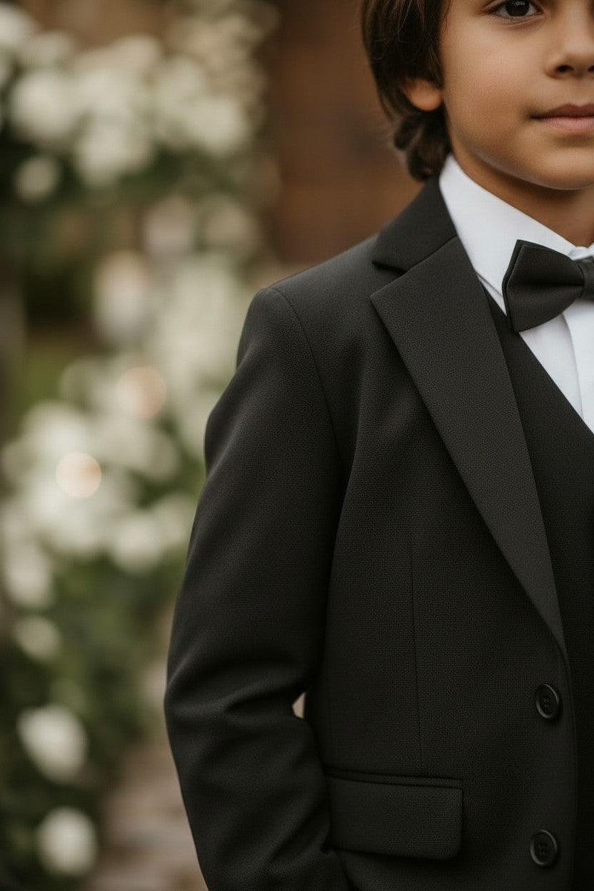 BOYS SAVILLE ROW BLACK TUXEDO 3PC. SET