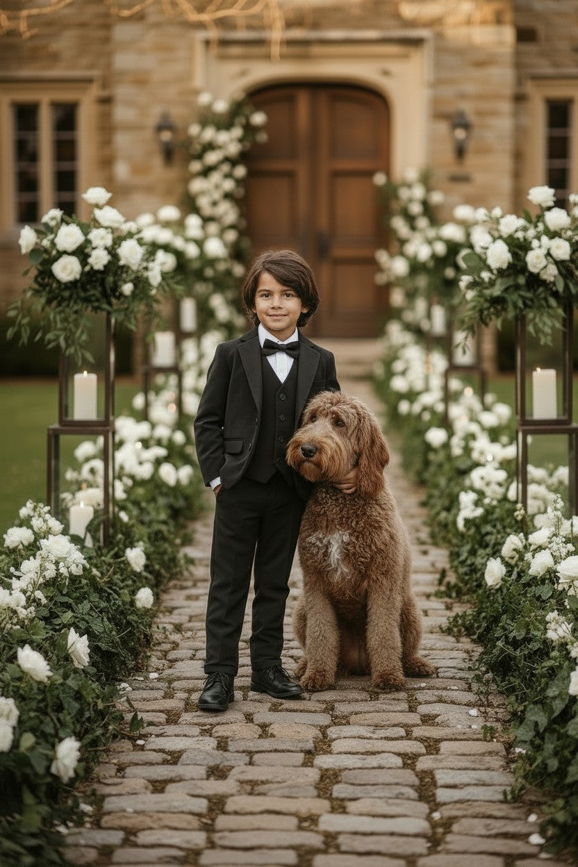 BOYS SAVILLE ROW BLACK TUXEDO 3PC. SET