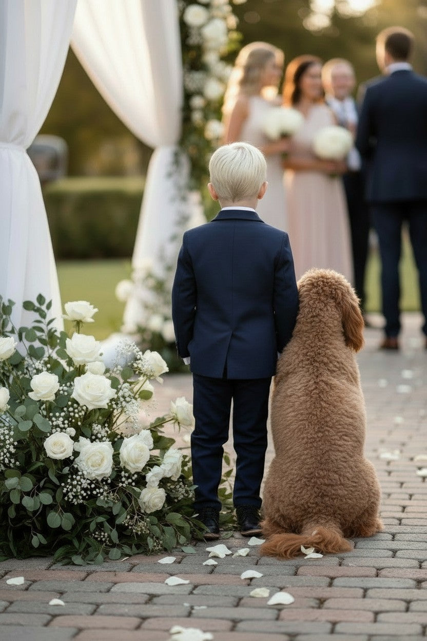 BOYS NAVY BLUE BROOKS SUIT 3PC. SET