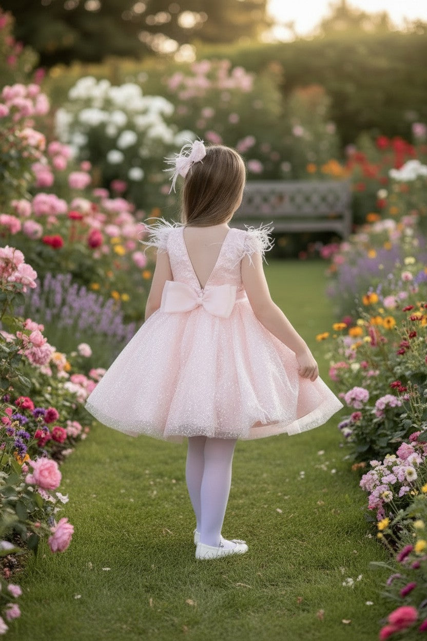 ELIANA DRESS & BOW SET BLUSH PINK