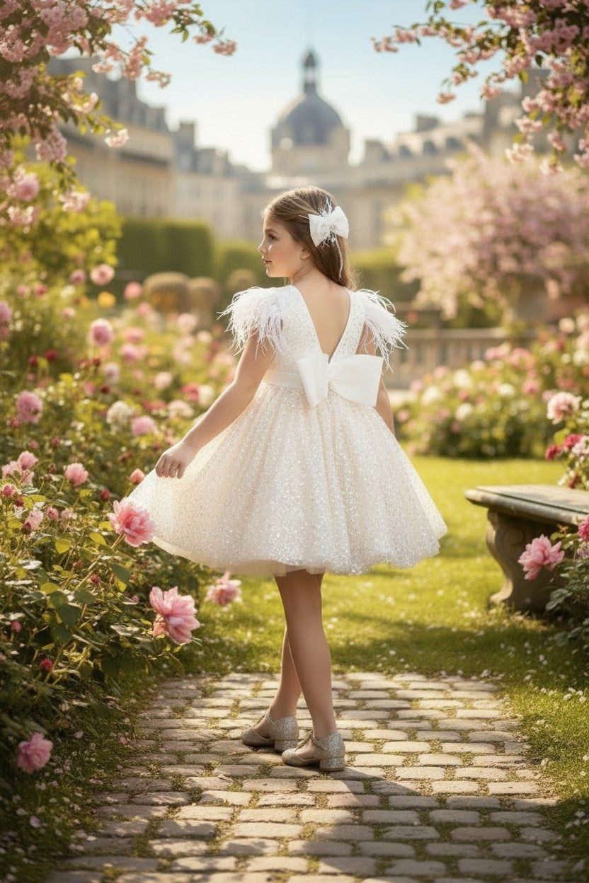 ELIANA DRESS & HAIR BOW SET WHITE