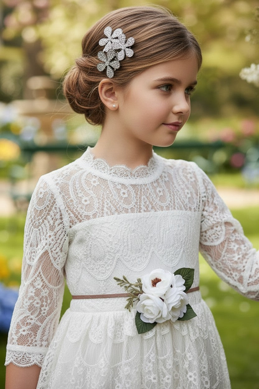 BELLA RAFAELA GOWN & BELT SET WHITE