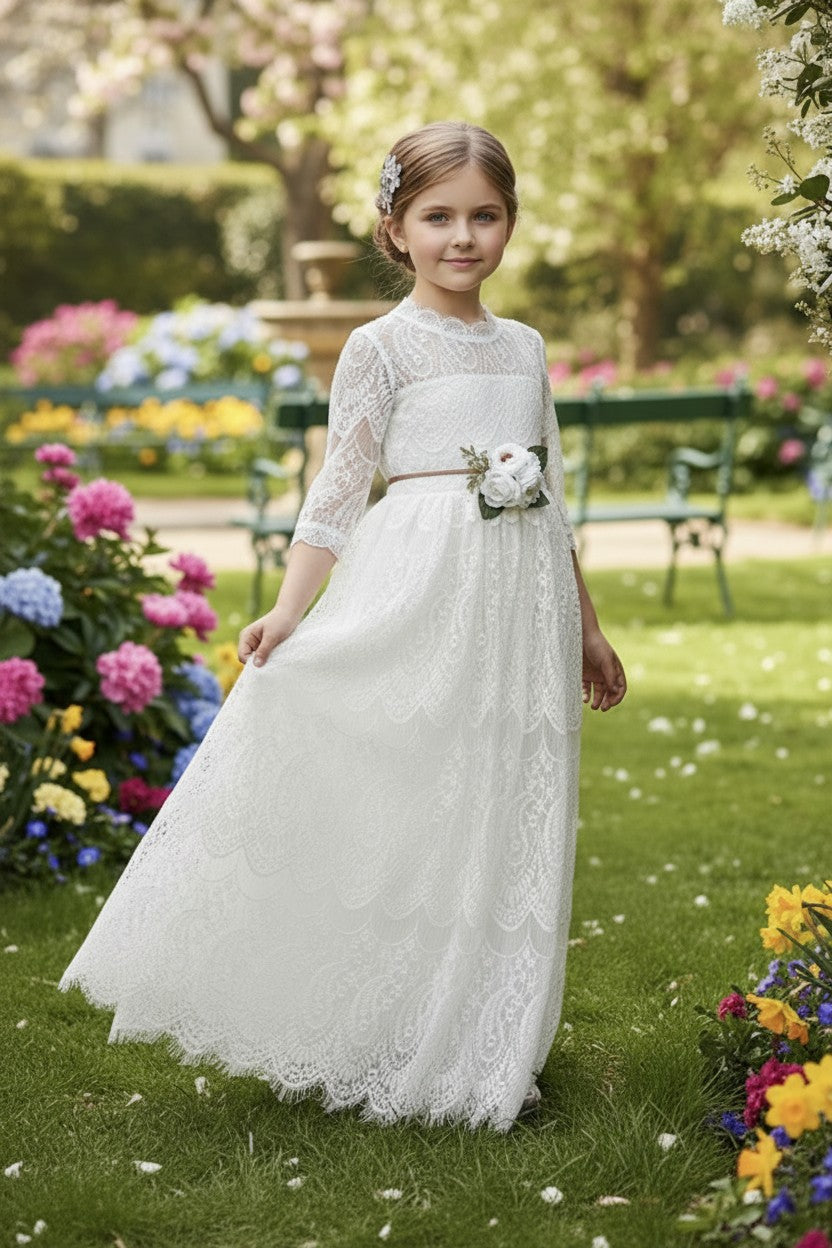 BELLA RAFAELA GOWN & BELT SET WHITE