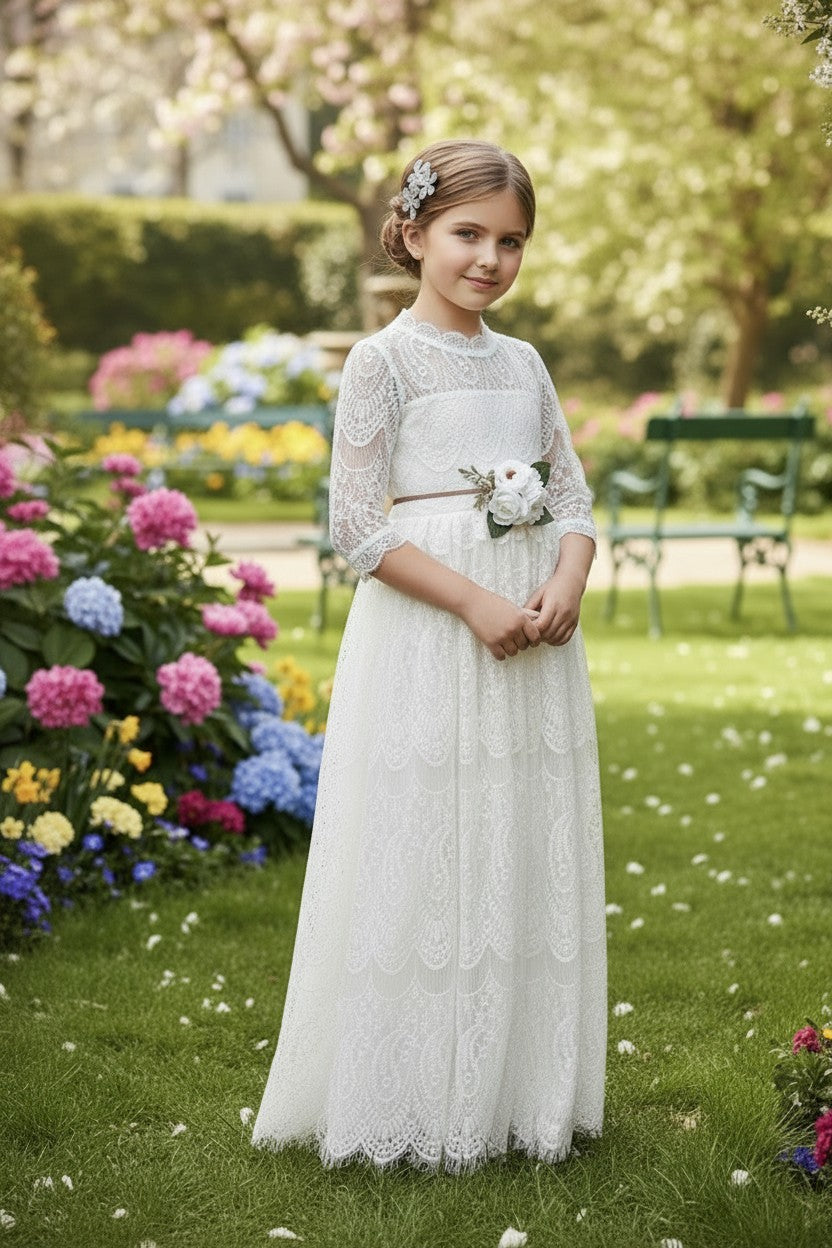 BELLA RAFAELA GOWN & BELT SET WHITE