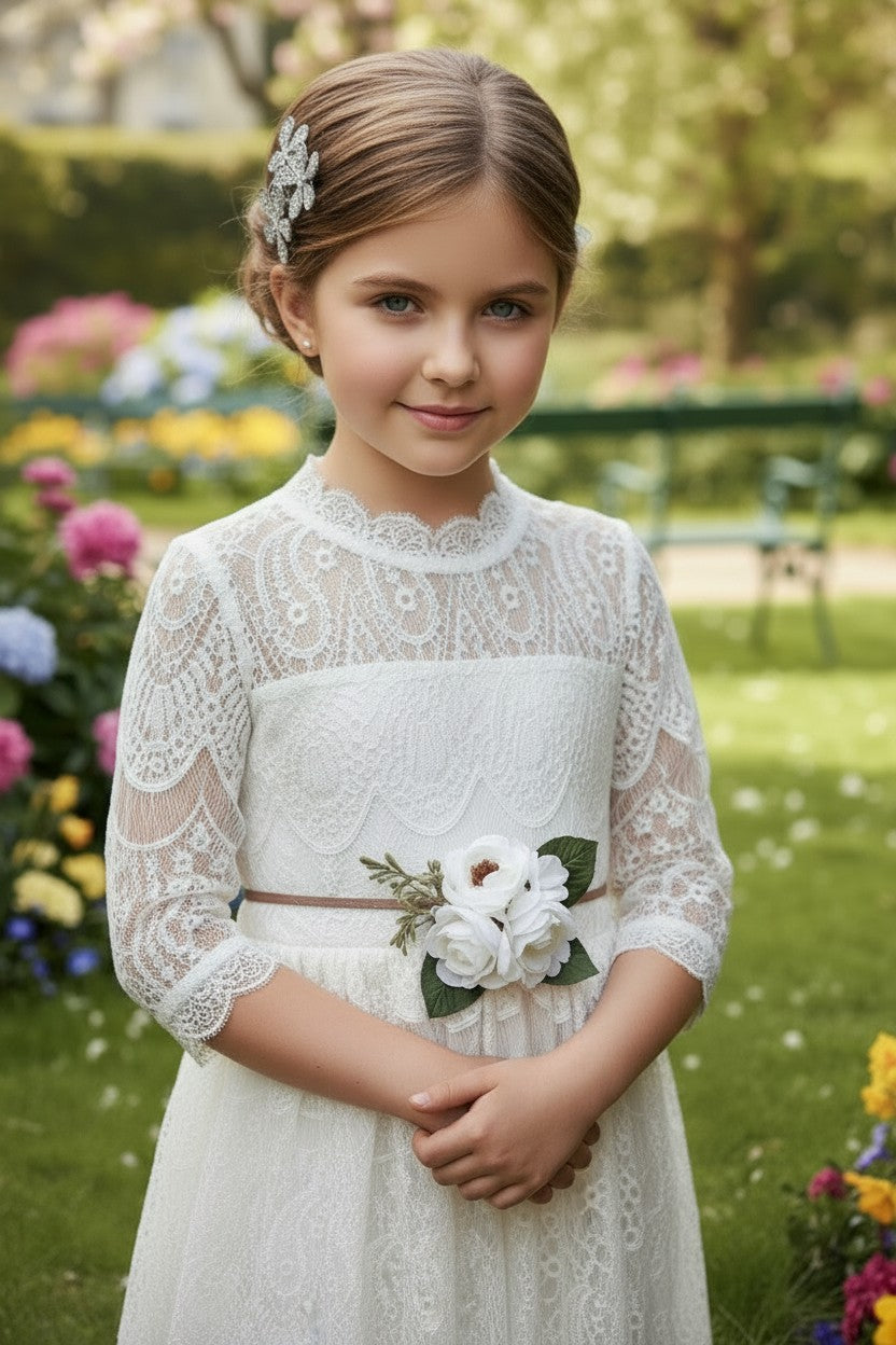 BELLA RAFAELA GOWN & BELT SET WHITE