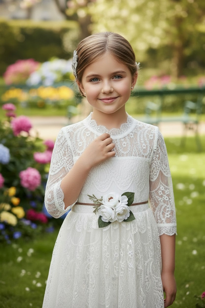 BELLA RAFAELA GOWN & BELT SET WHITE