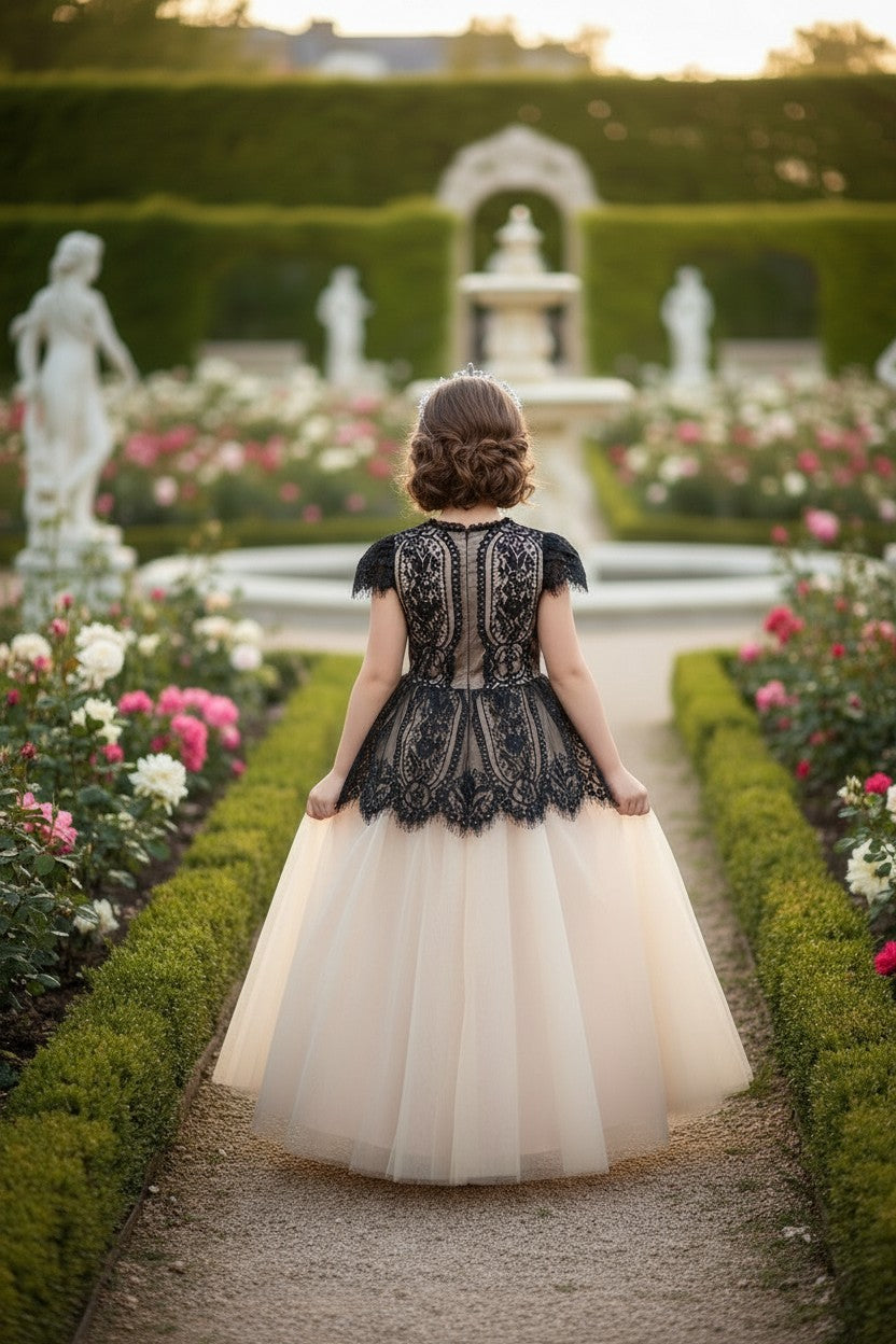 GWENDOLYN GOWN BLACK/NATURAL