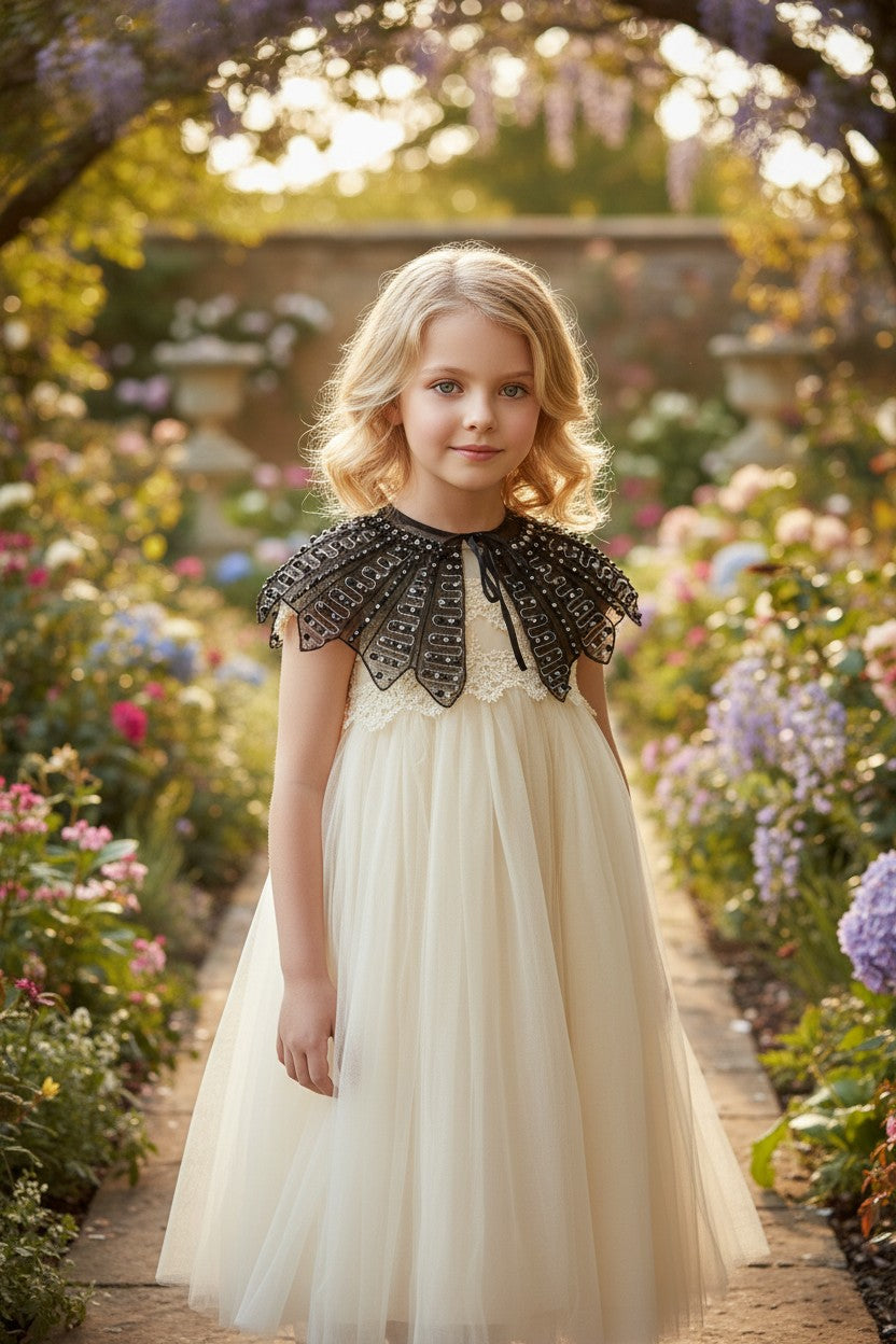 HENRIETTA JEWELED CAPE BLACK