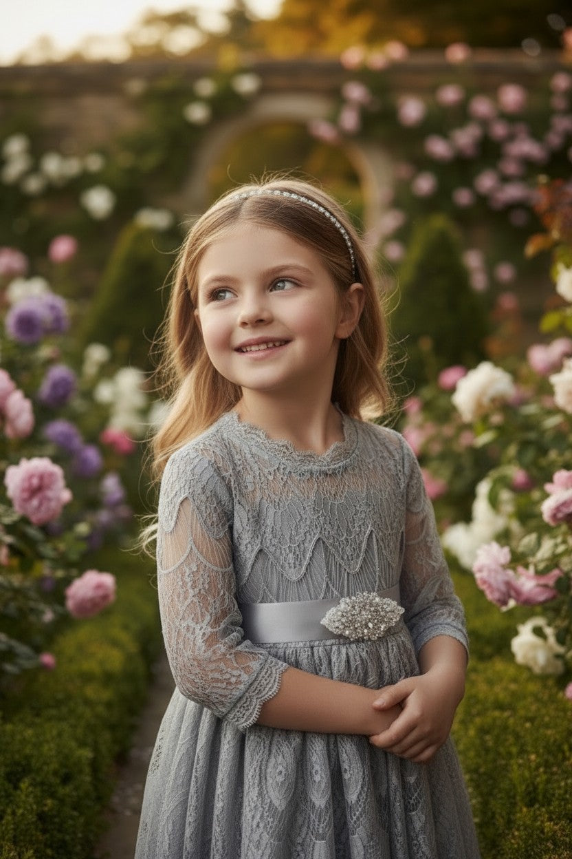 BELLA RAFAELA DRESS & BELT SET SILVER