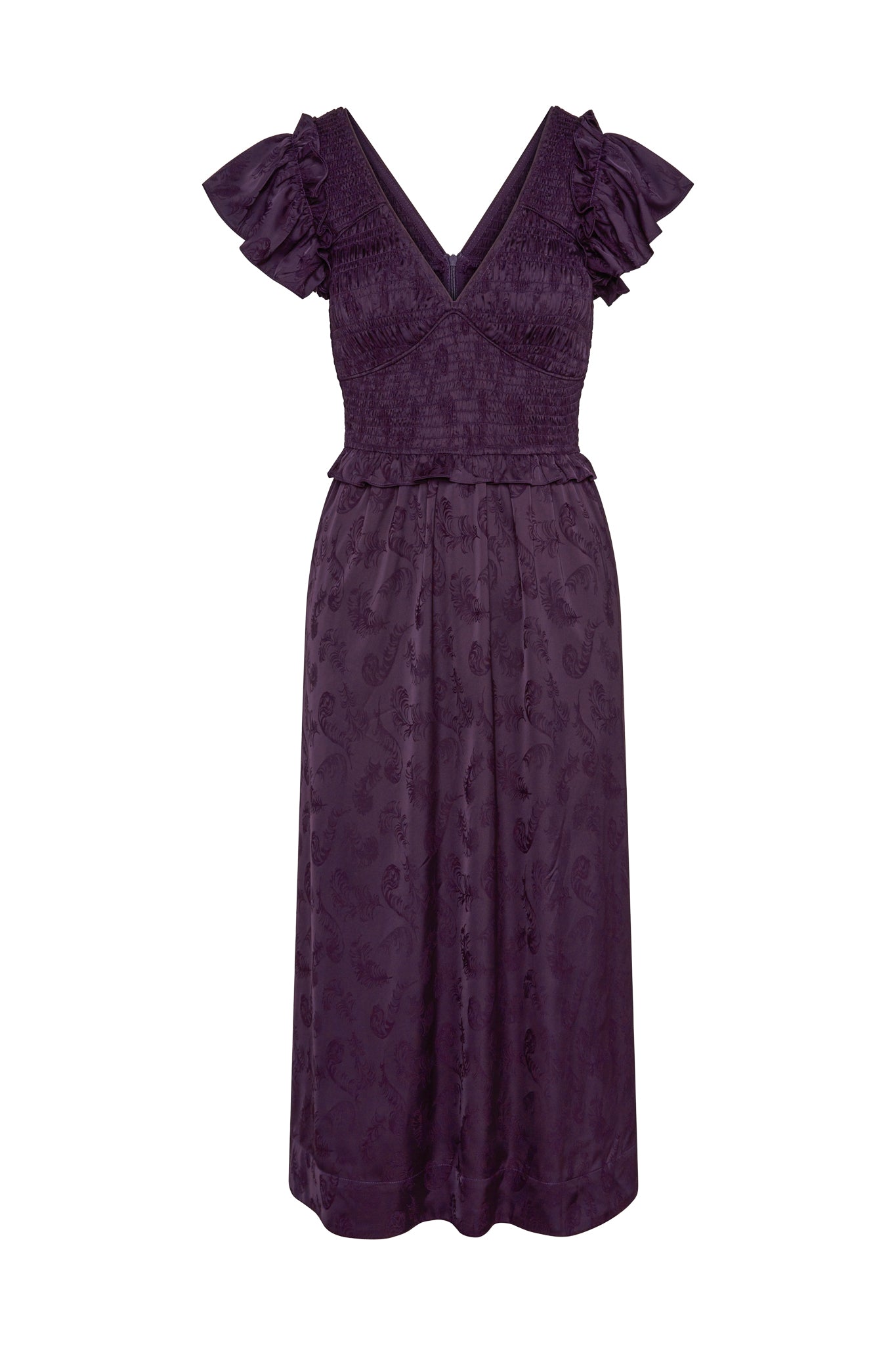 $99.99 DRESS EVENT CAMILLA DRESS EGGPLANT JACQUARD