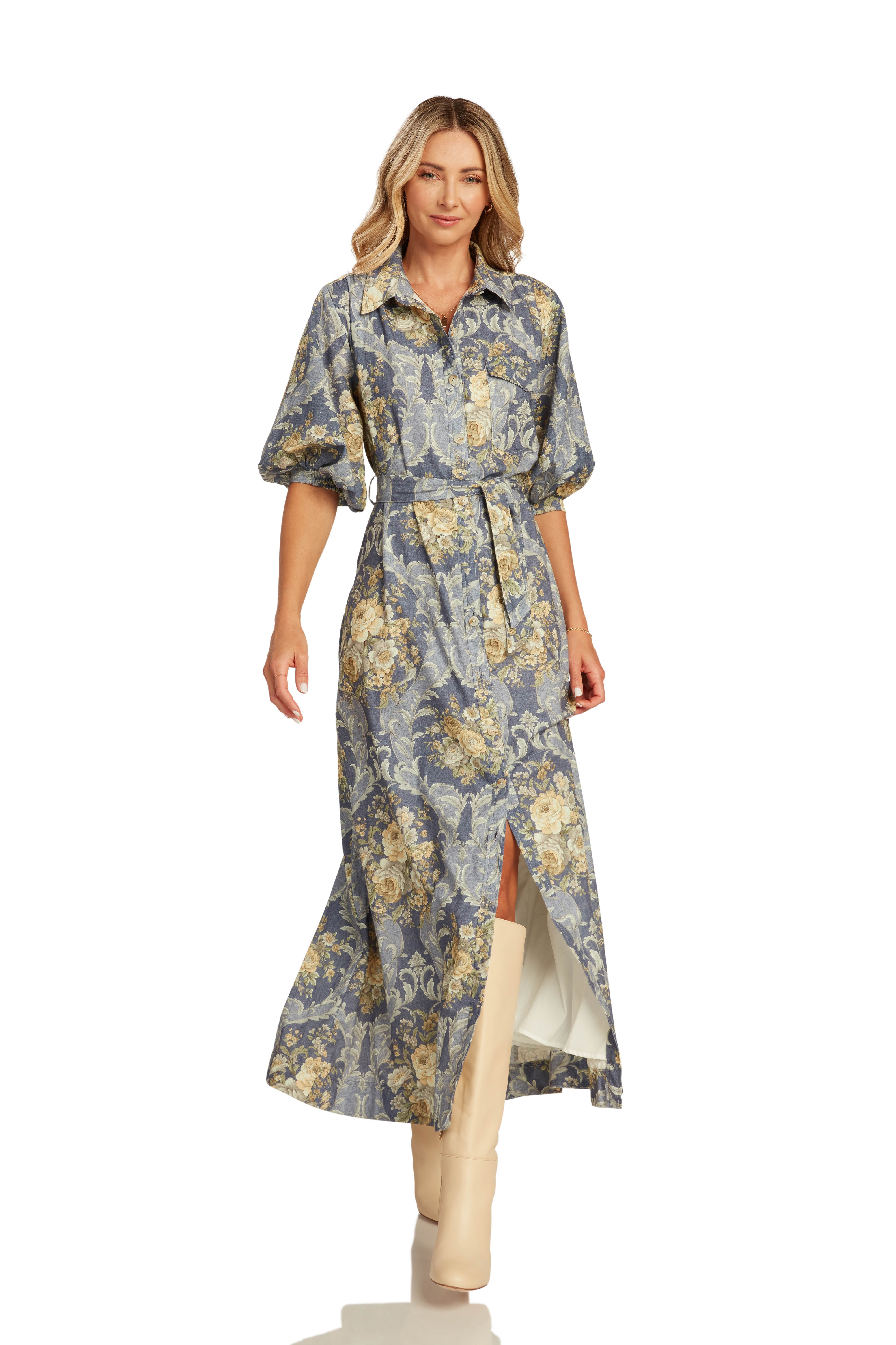 $99.99 DRESS EVENT FARLEIGH DRESS FRENCH BLUE FLORAL