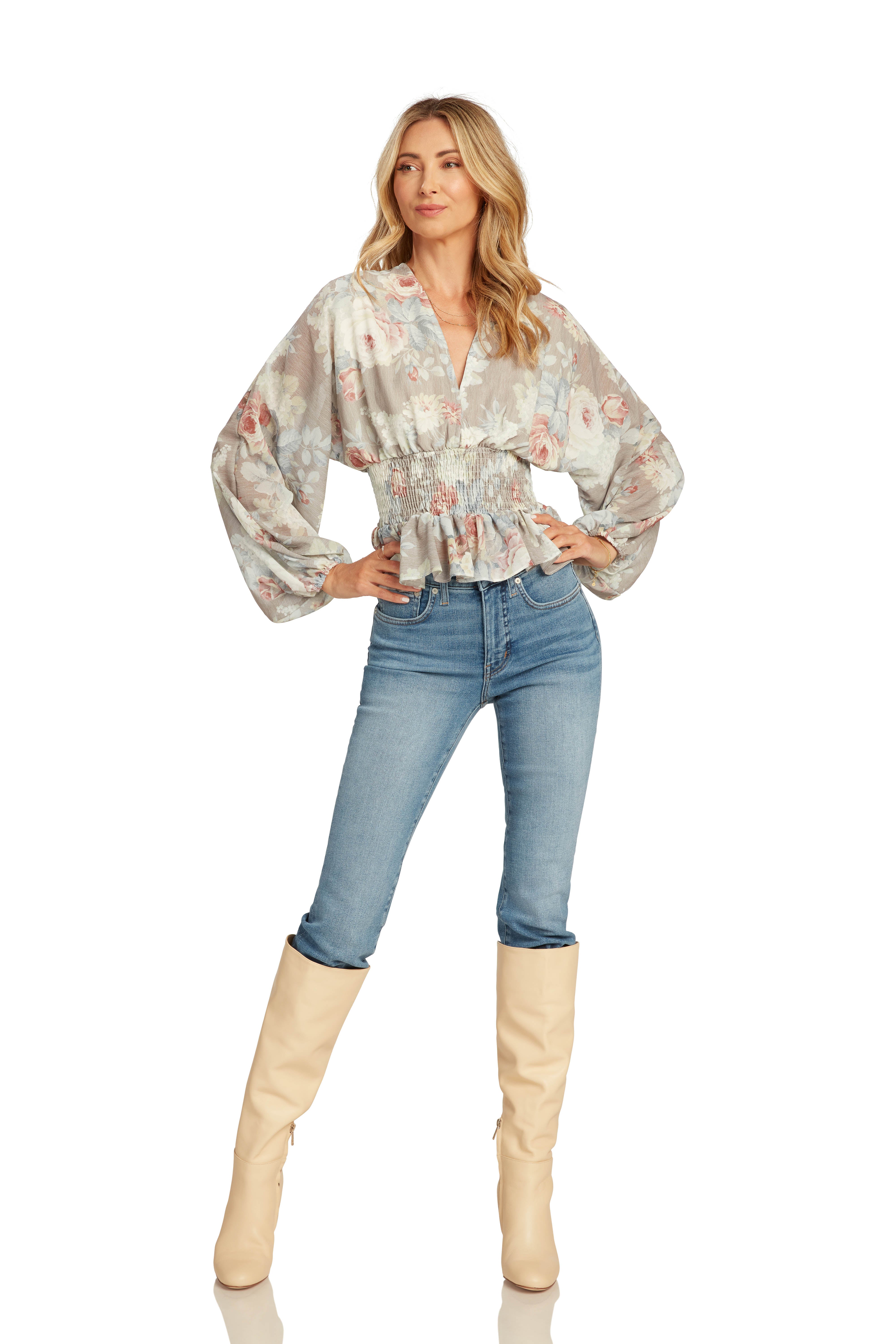 LOTTIE BLOUSE TAN FLORAL