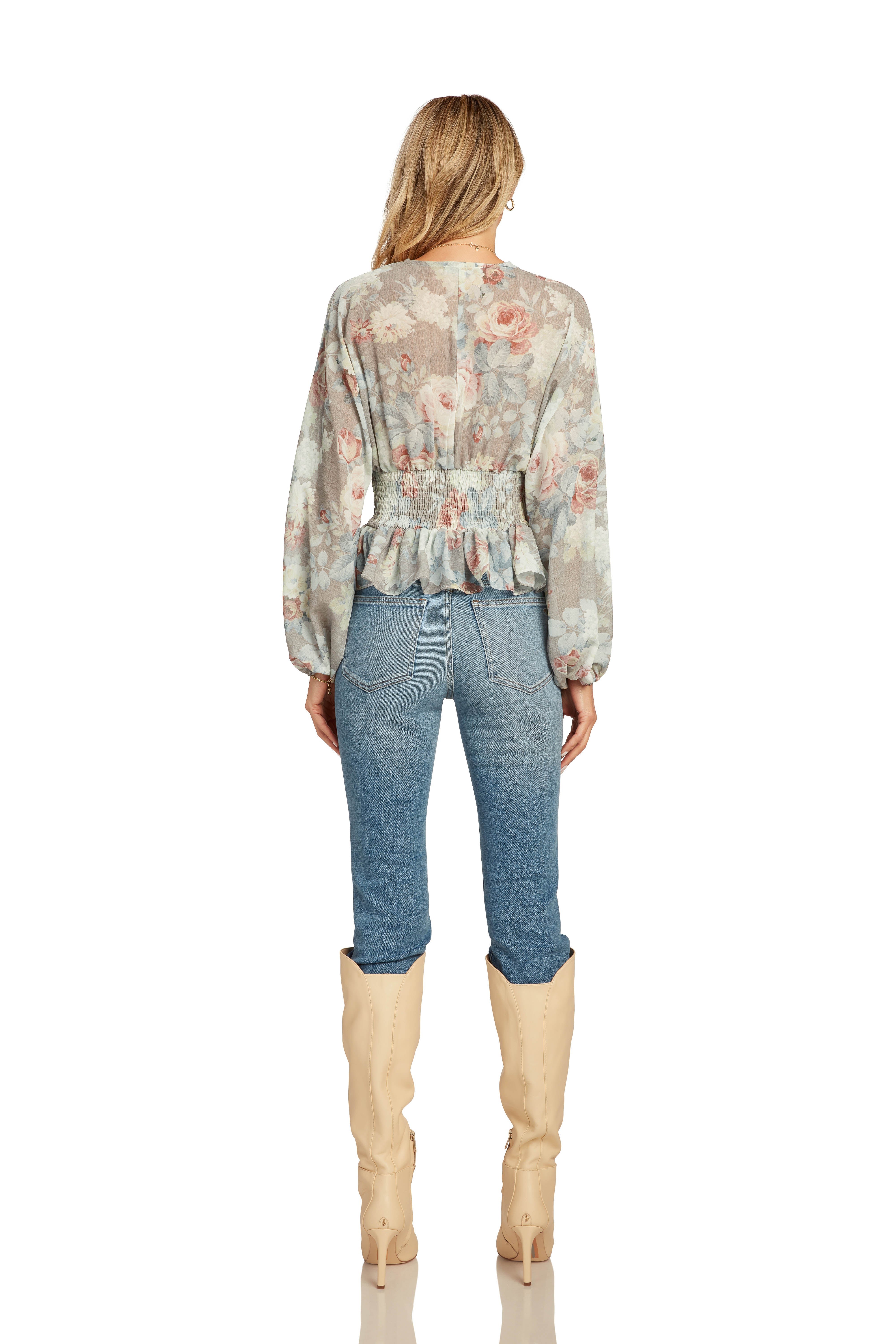 LOTTIE BLOUSE TAN FLORAL