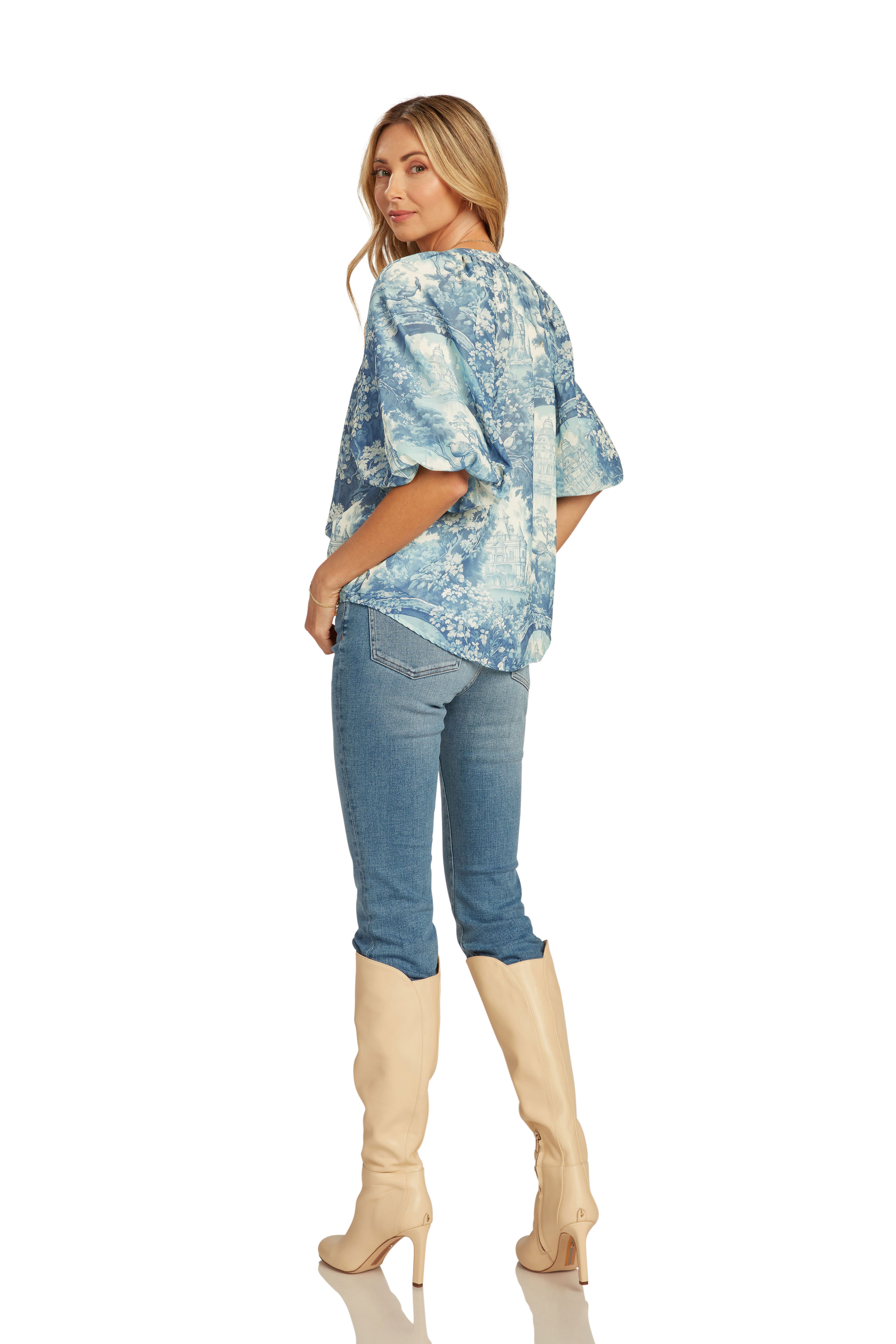 MARIA BLOUSE FRENCH BLUE TOILE