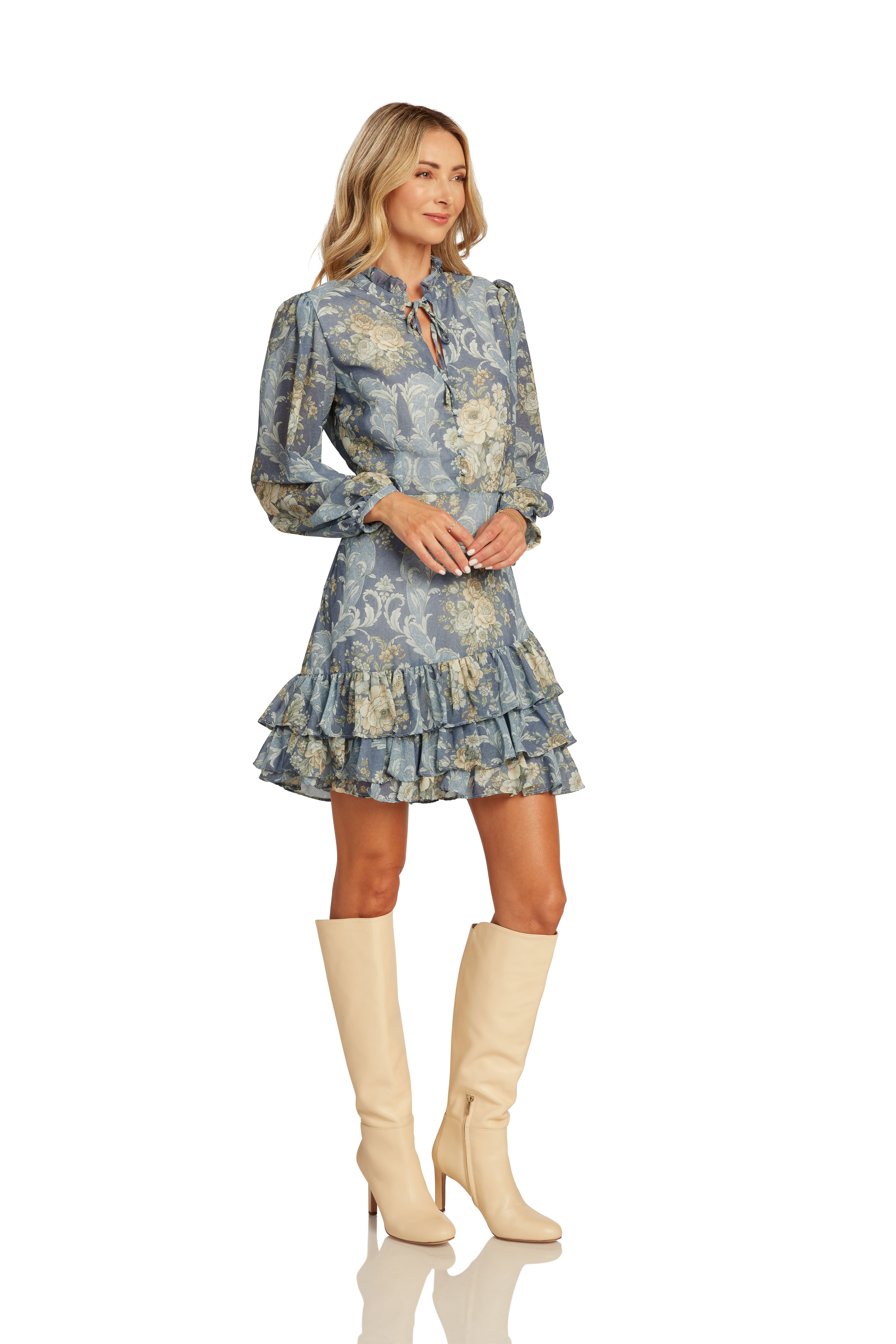 MORGAN DRESS FRENCH BLUE FLORAL