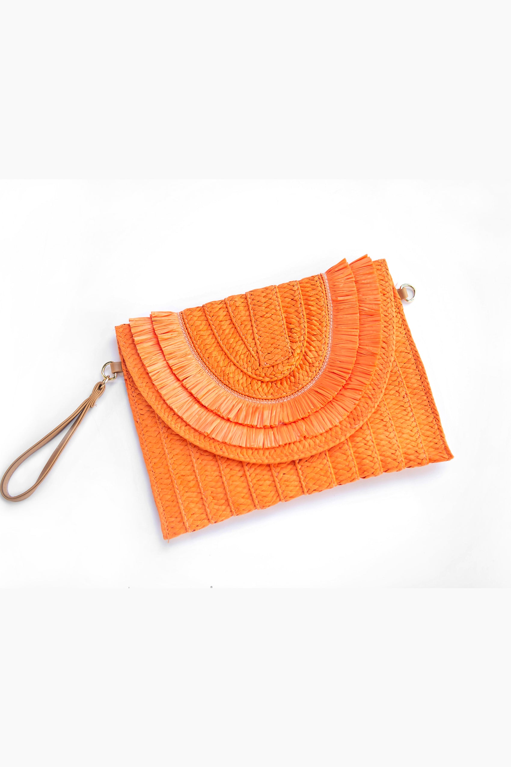 LEILANI WOVEN CLUTCH TANGERINE