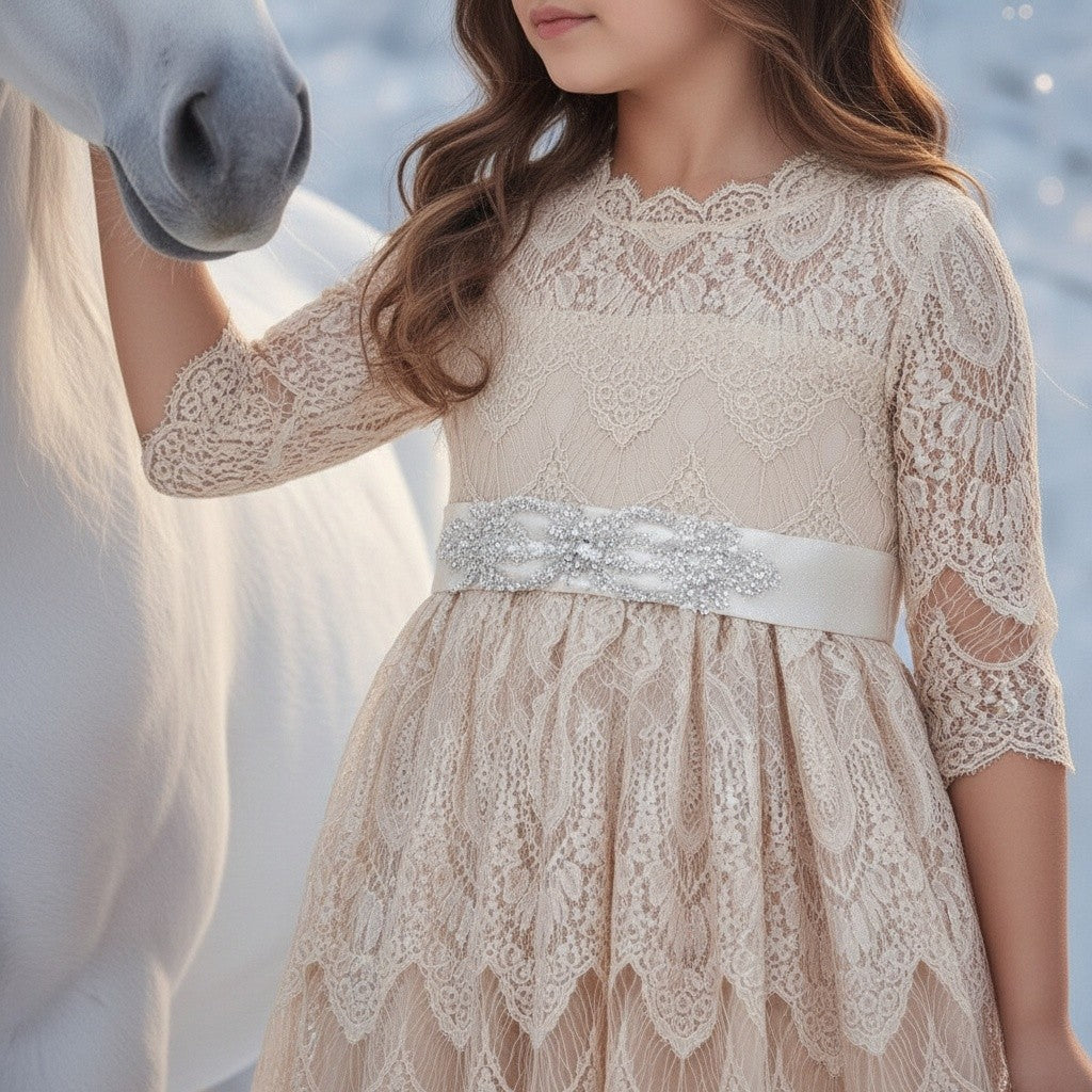 BELLA RAFAELA DRESS & BELT SET-BUTTERSCOTCH