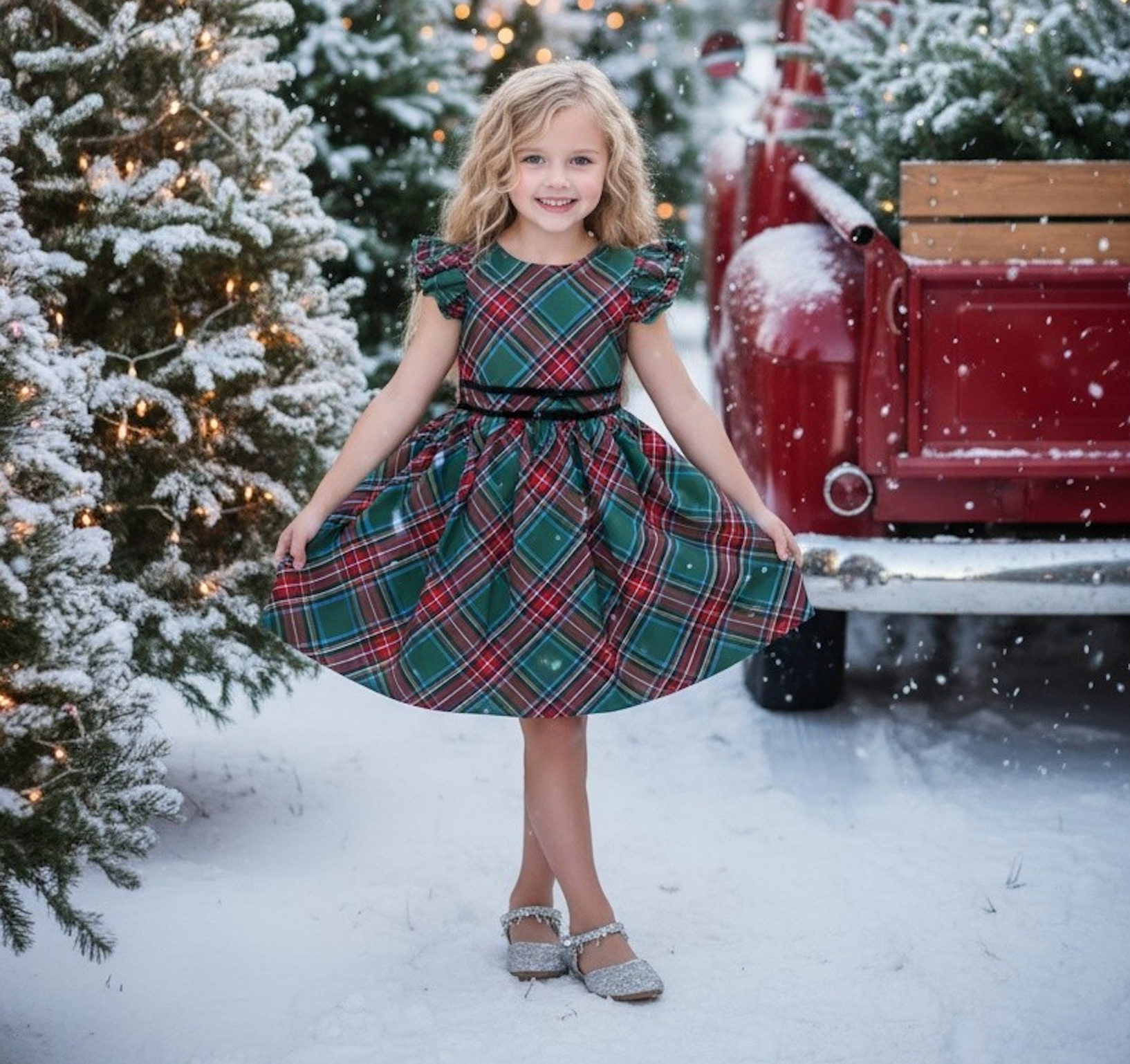 RORY DRESS EMERALD TARTAN