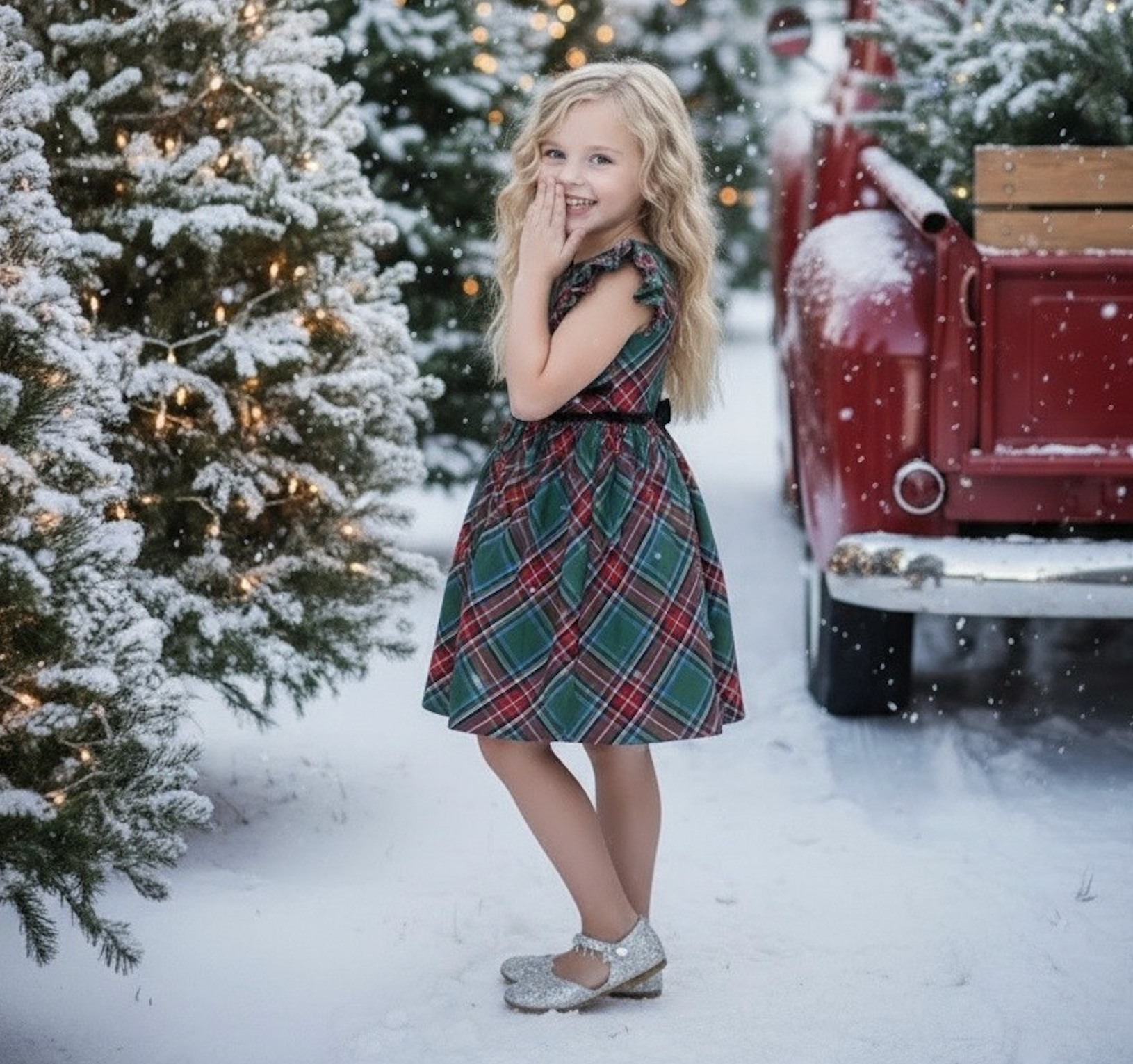 RORY DRESS EMERALD TARTAN