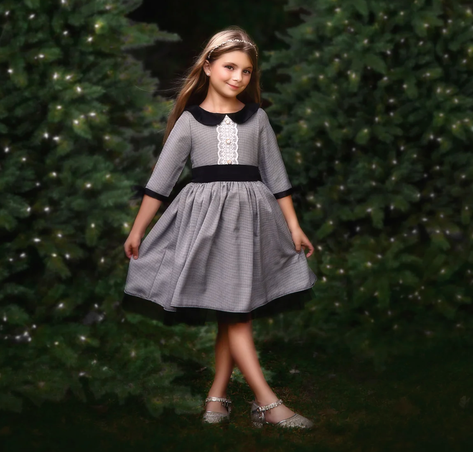 grey houndstooth dress Penelope Dress Houndstooth