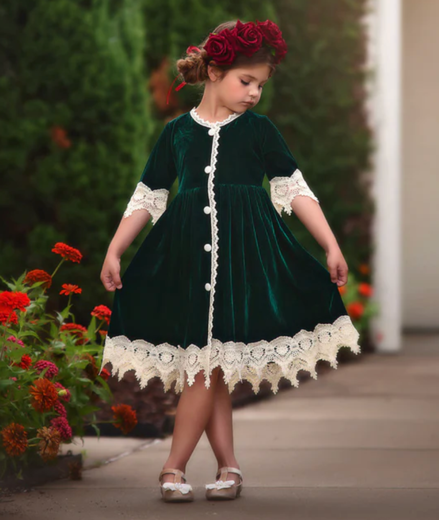 ROSALINA DRESS EMERALD VELVET