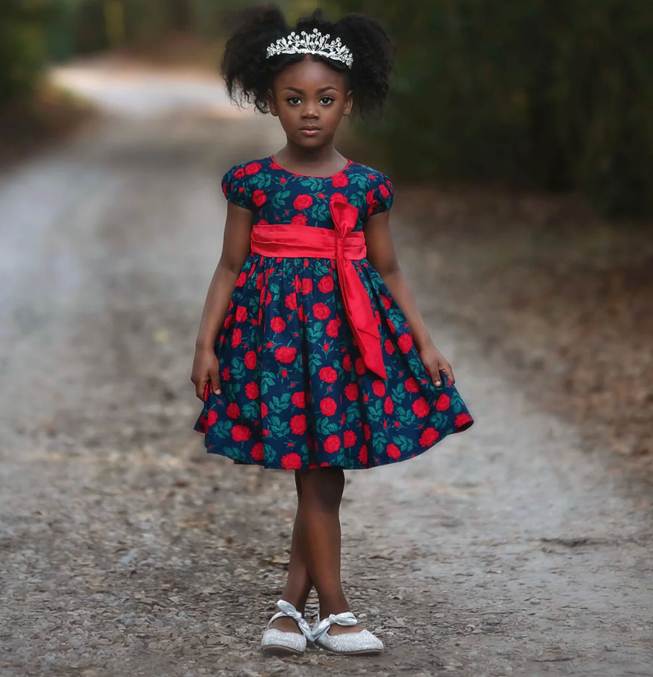 ISLA DRESS NAVY ROSE FLORAL