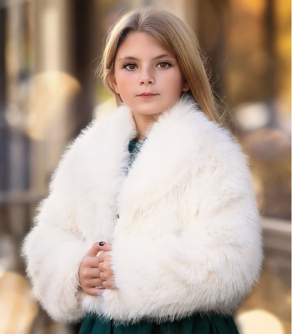 Mia Faux Fur Jacket Ivory Mia Faux Fur Jacket Ivory