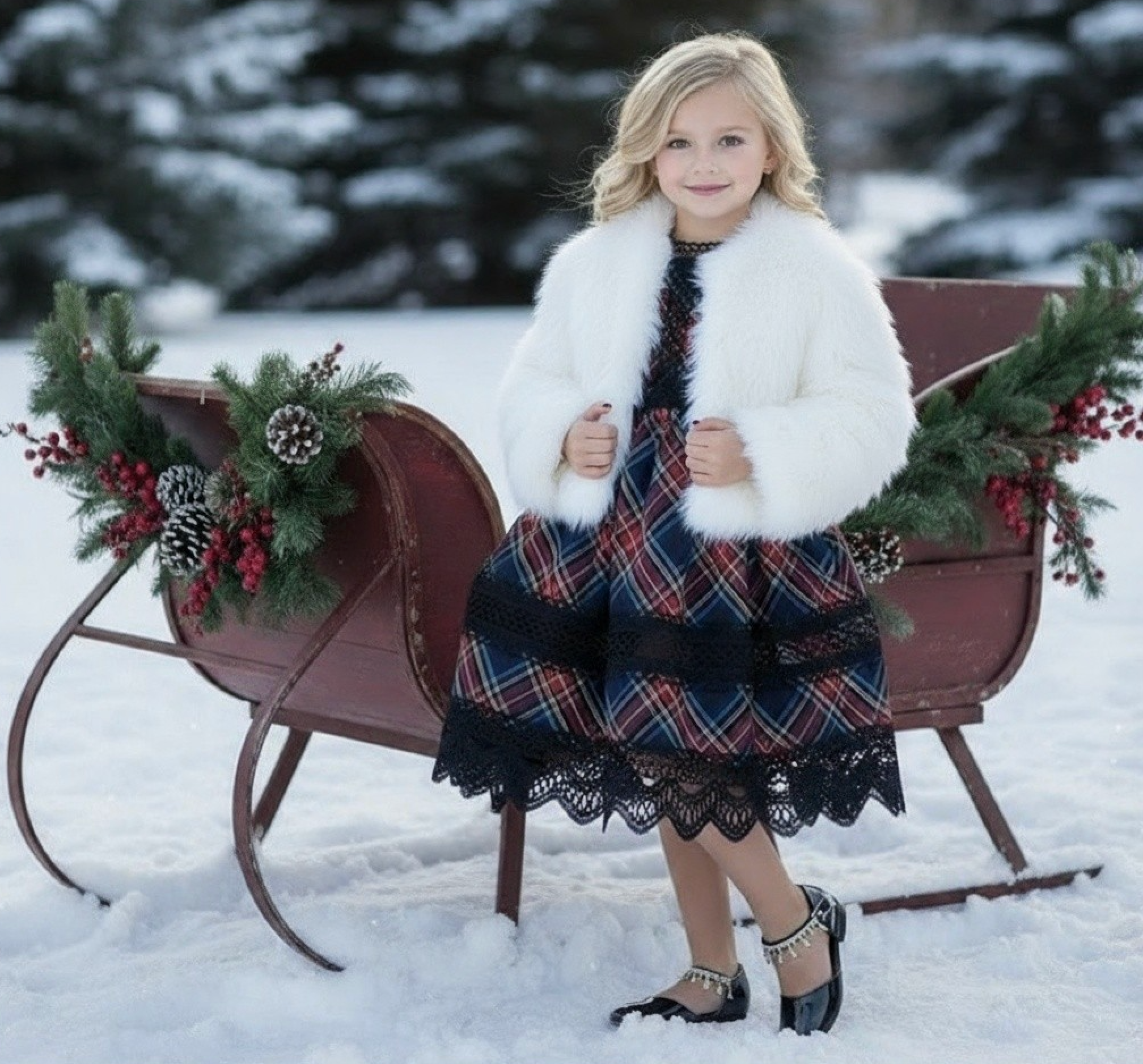 EVERLY DRESS BLACK WATCH TARTAN