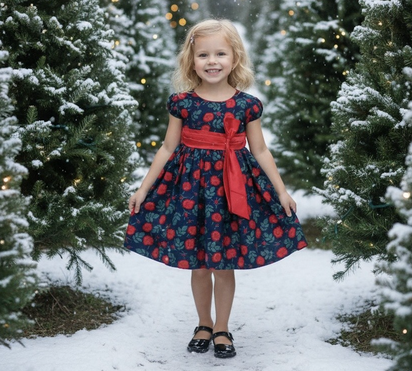 ISLA DRESS NAVY ROSE FLORAL