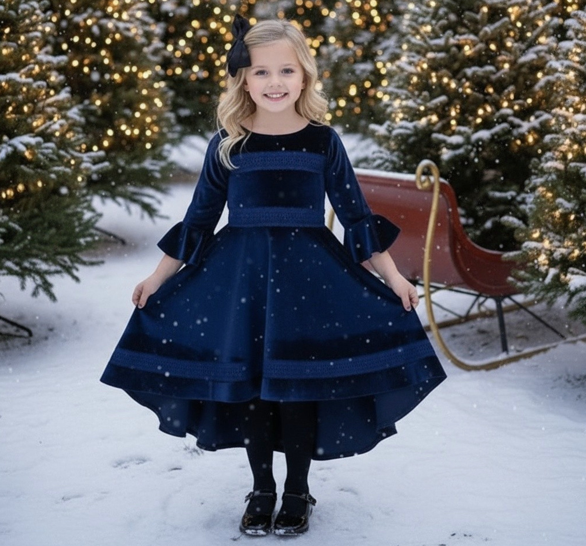 Lily Dress Navy Velvet