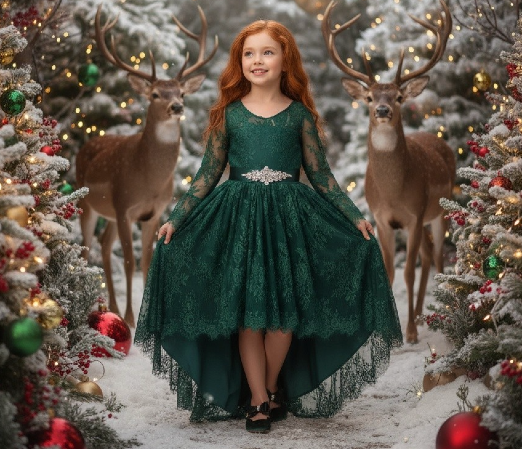 AINSLEY DRESS & BELT SET EMERALD