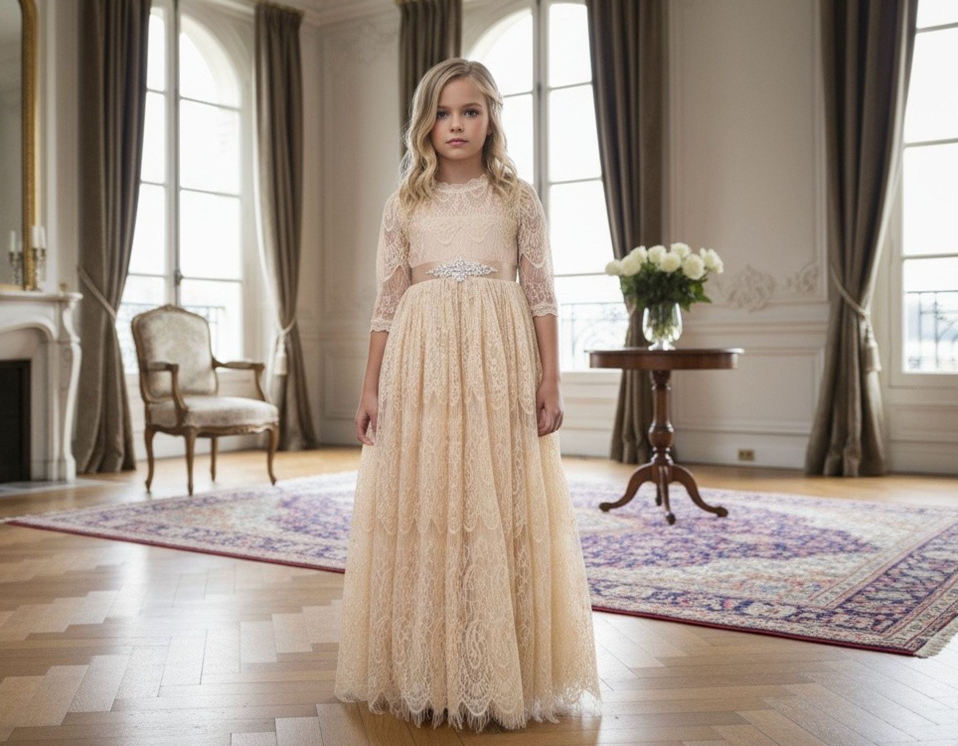 BELLA RAFAELA GOWN & BELT SET BUTTERSCOTCH