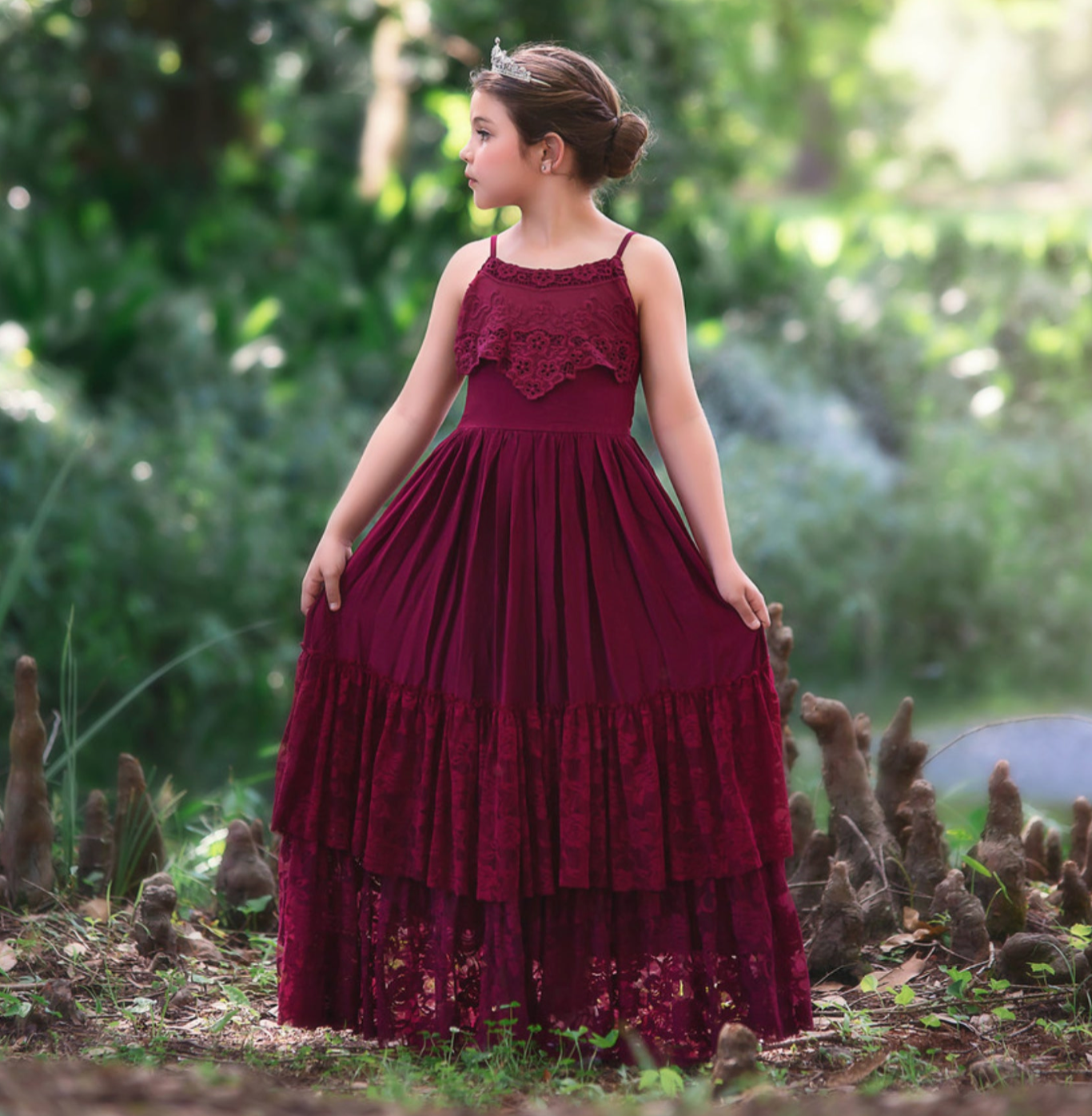 chinese dress ladies Carolina Crimson Lace Maxi Dress Small