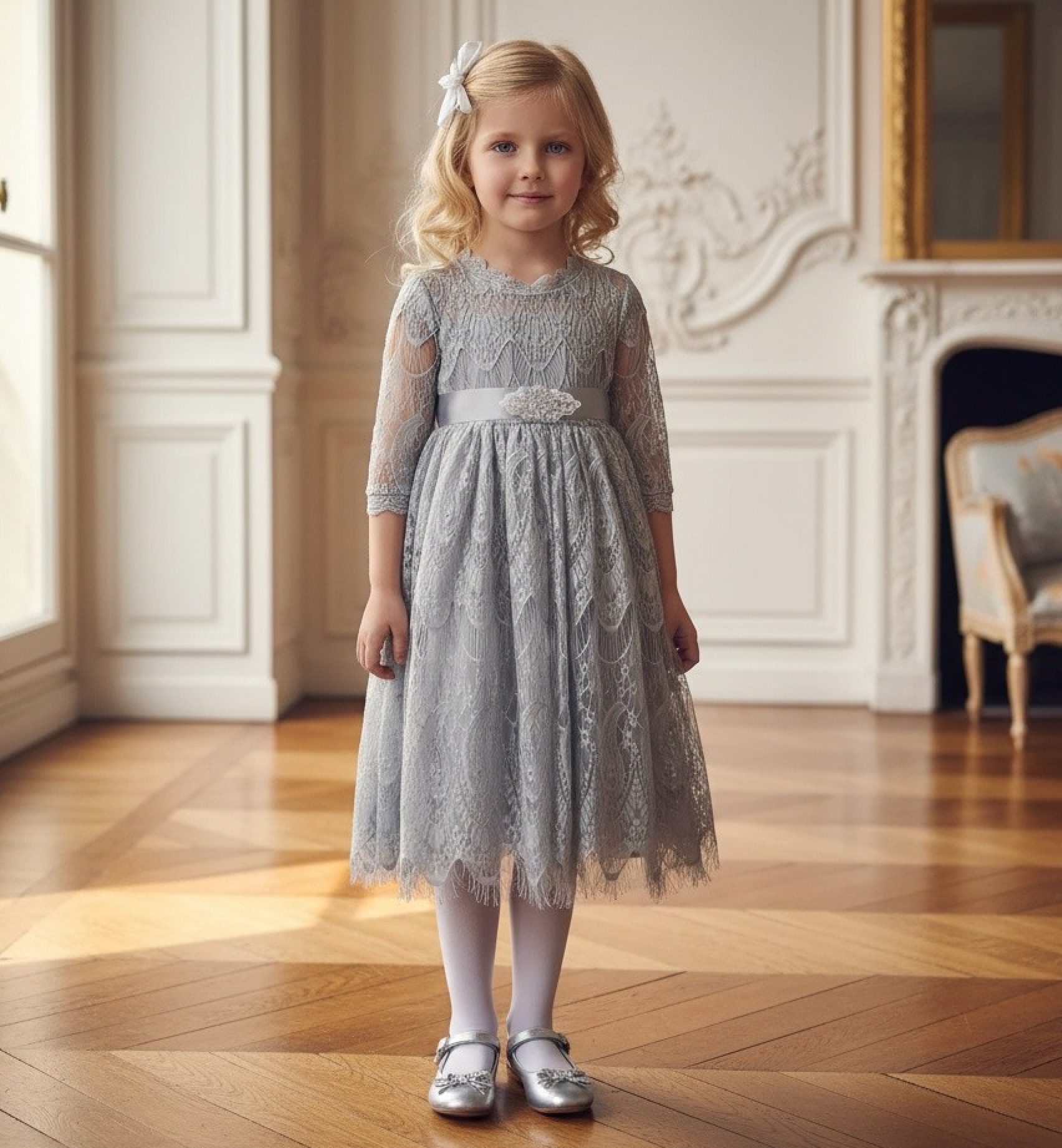 BELLA RAFAELA DRESS & BELT SET SILVER