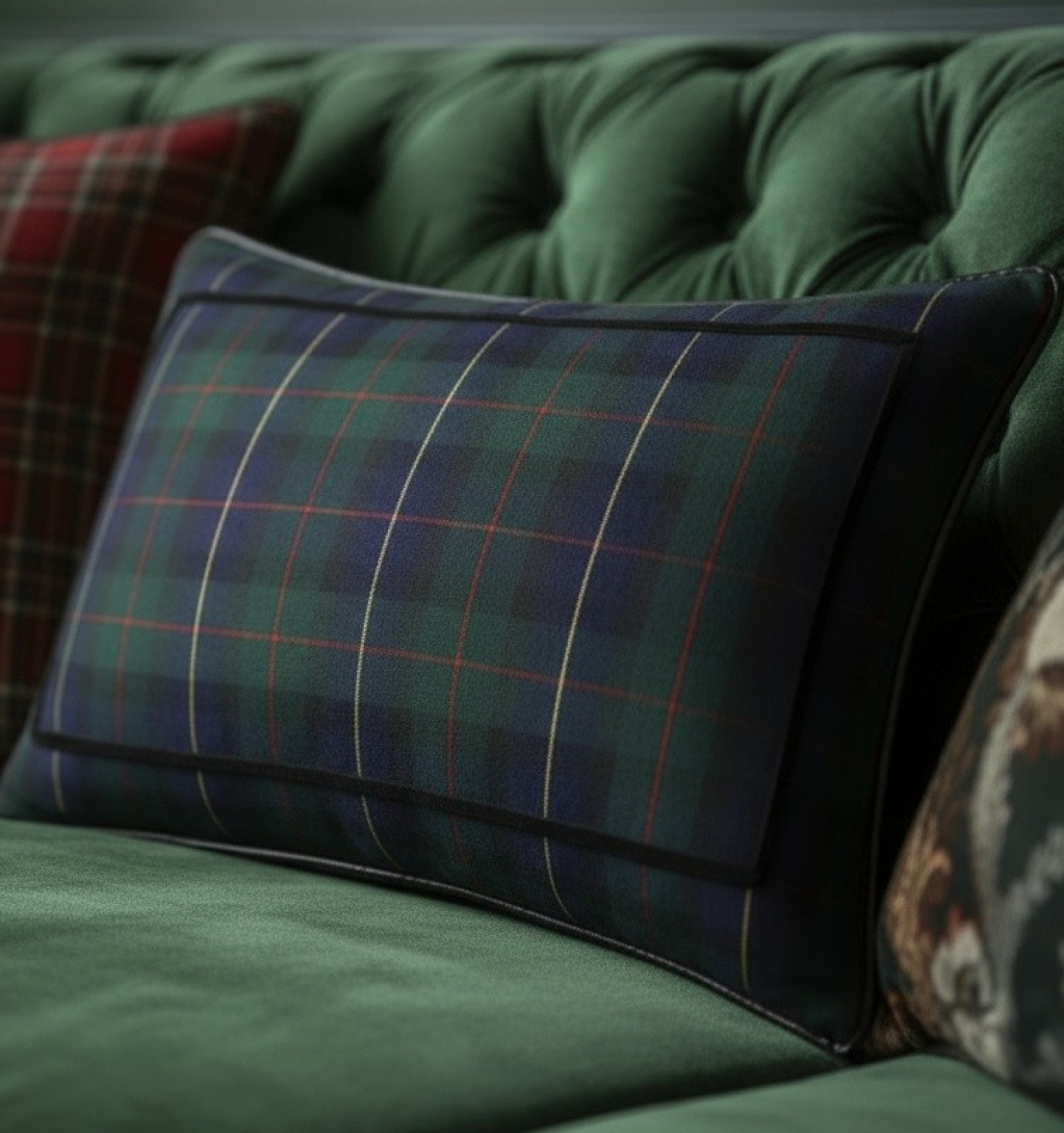 BLACK WATCH TARTAN BOLSTER PILLOW