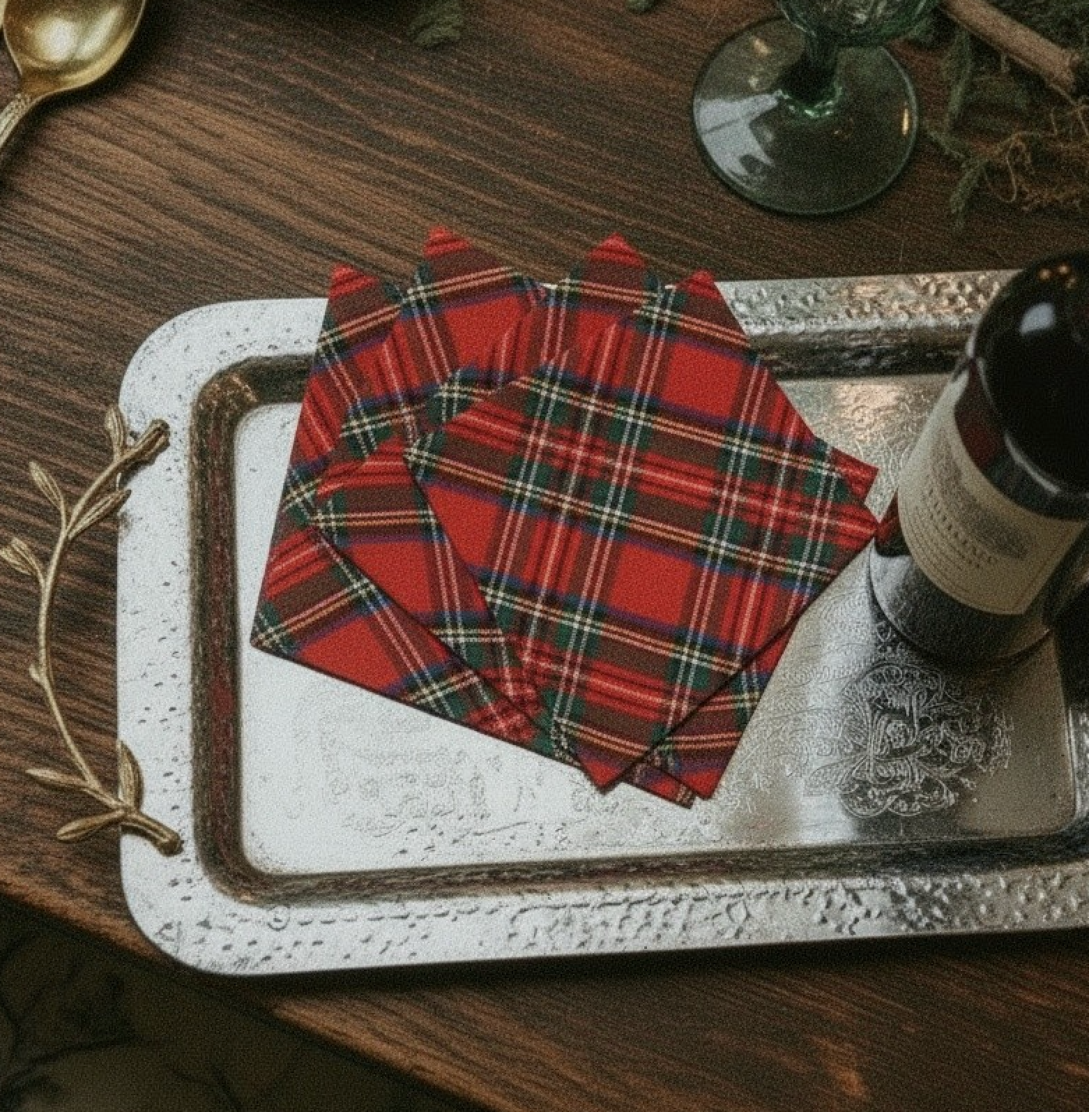 ROYAL STEWART TARTAN COCKTAIL NAPKINS SET OF 4