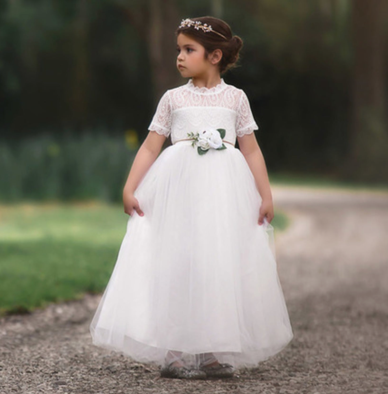 GRACIE GOWN & BELT SET WHITE