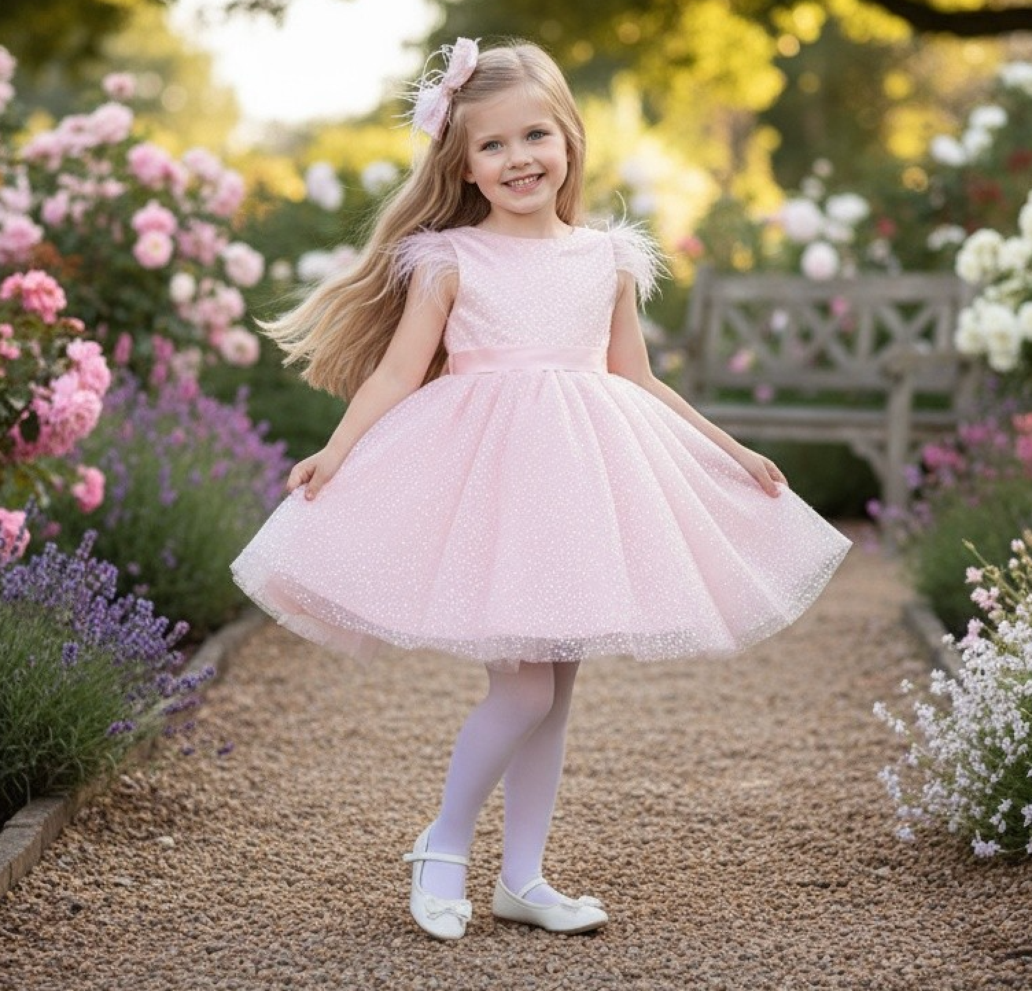 ELIANA DRESS & BOW SET BLUSH PINK