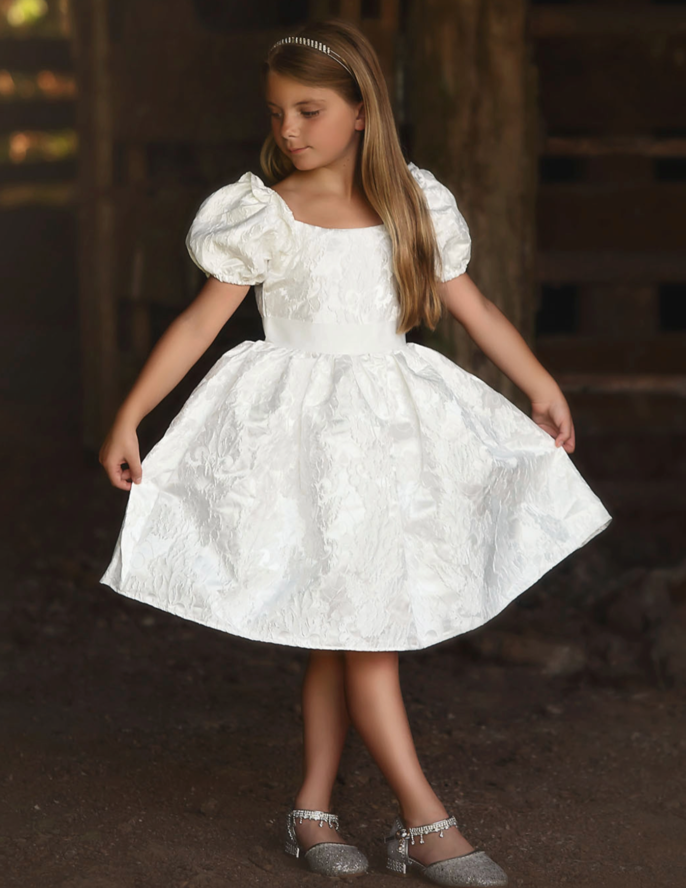 ARIELLE DRESS WHITE JACQUARD