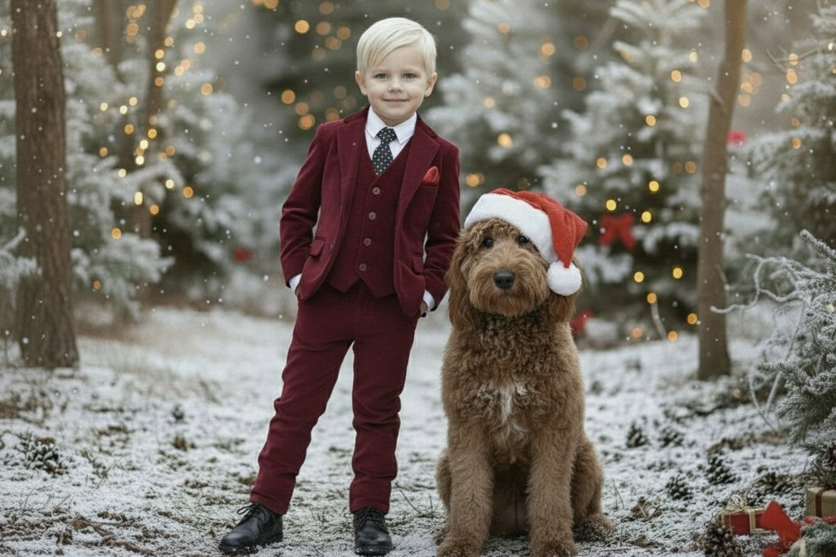 BOYS BARCLAY SUIT BURGUNDY VELVET 3PC SET