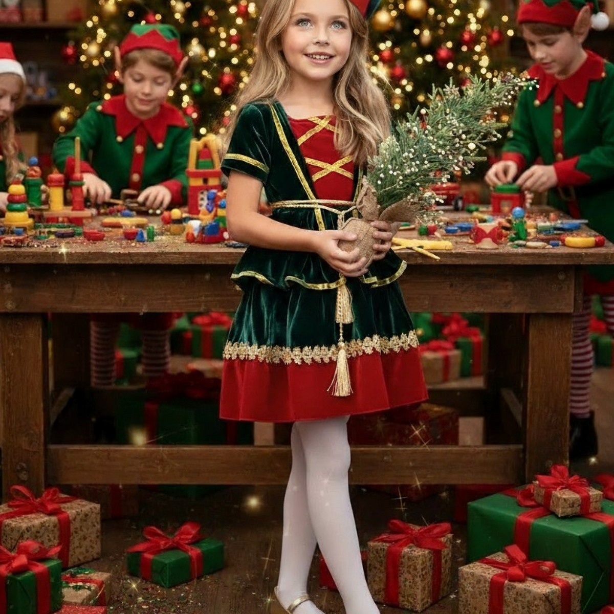 Janie the Elf Dress & Hat Set