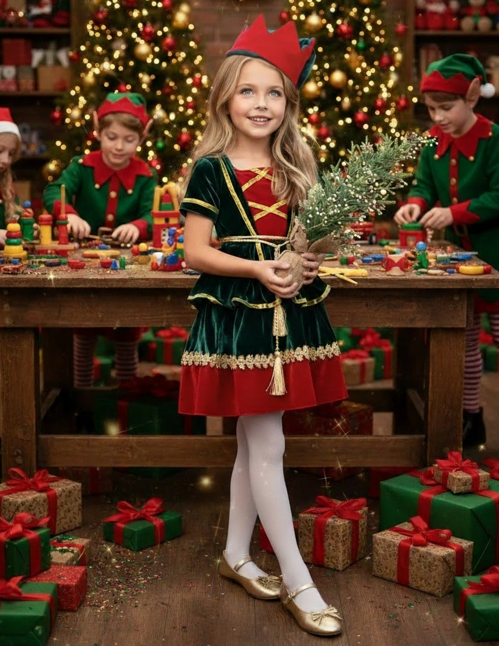 JANIE THE ELF DRESS & HAT SET JANIE THE ELF DRESS & HAT SET