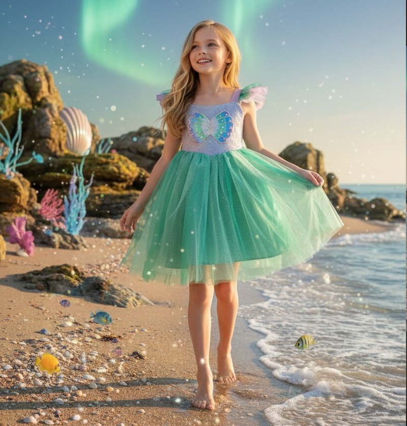 Mermaid lace Princess Dress,Girls' Summer Dress,Catwalk Show Princess Dress.Fariy Dress for girls.