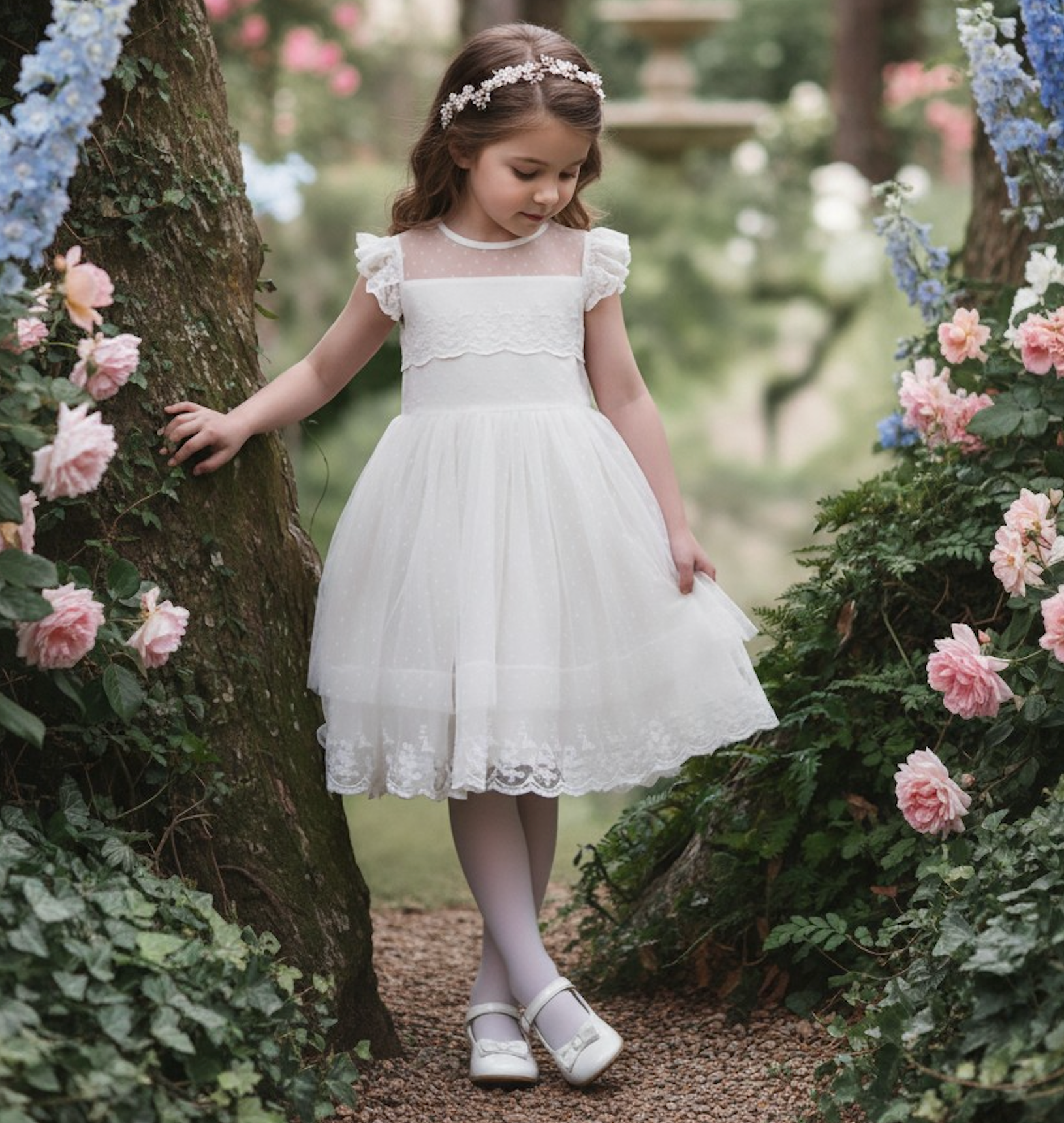 OLIVIA DRESS ANTIQUE WHITE