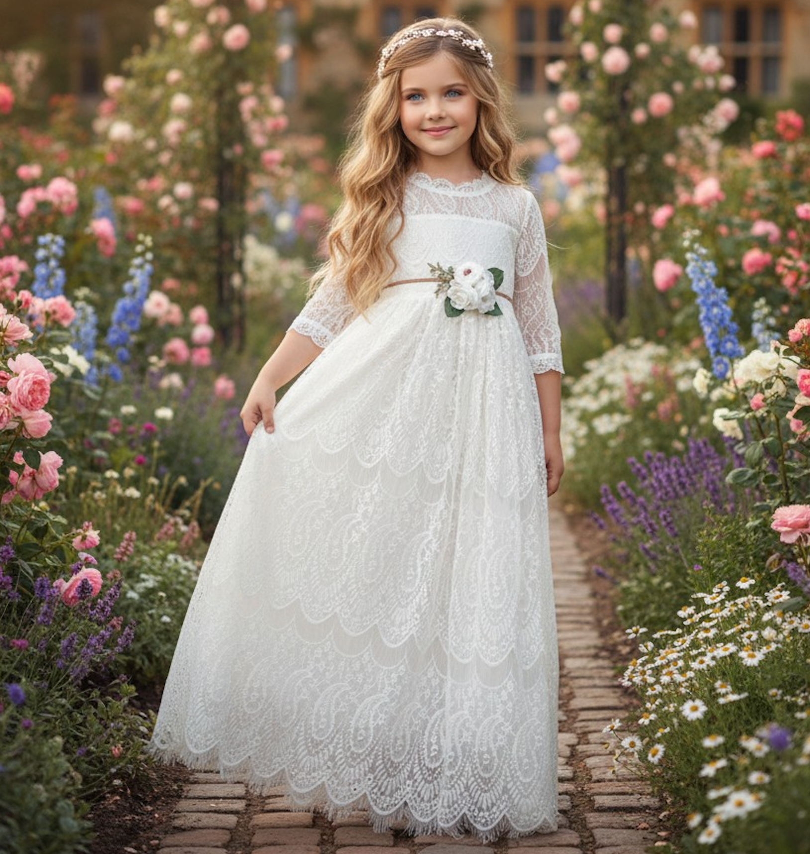 BELLA RAFAELA GOWN & BELT SET WHITE