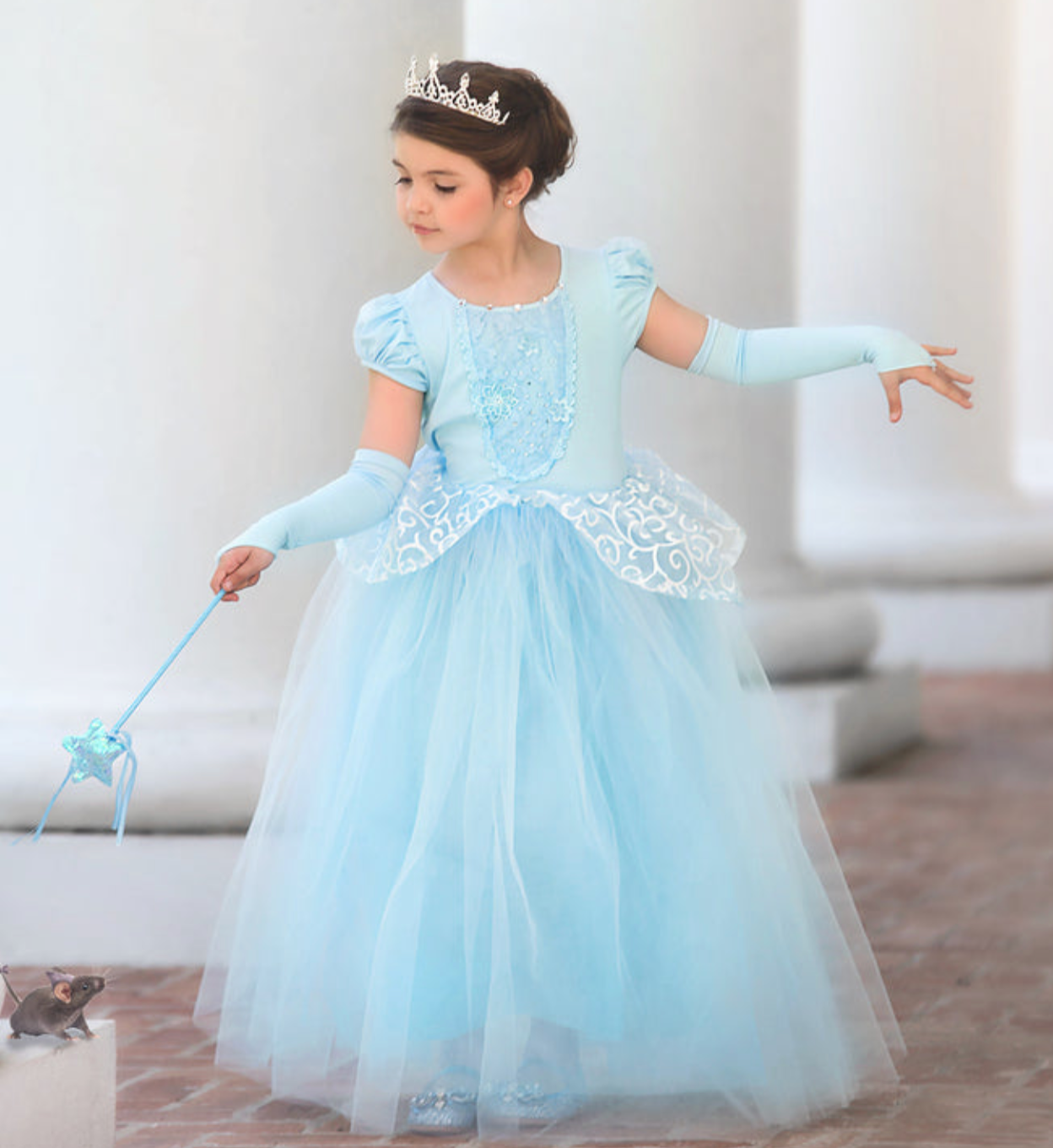 PRINCESS ADELINE GOWN & GLOVES SET BLUE